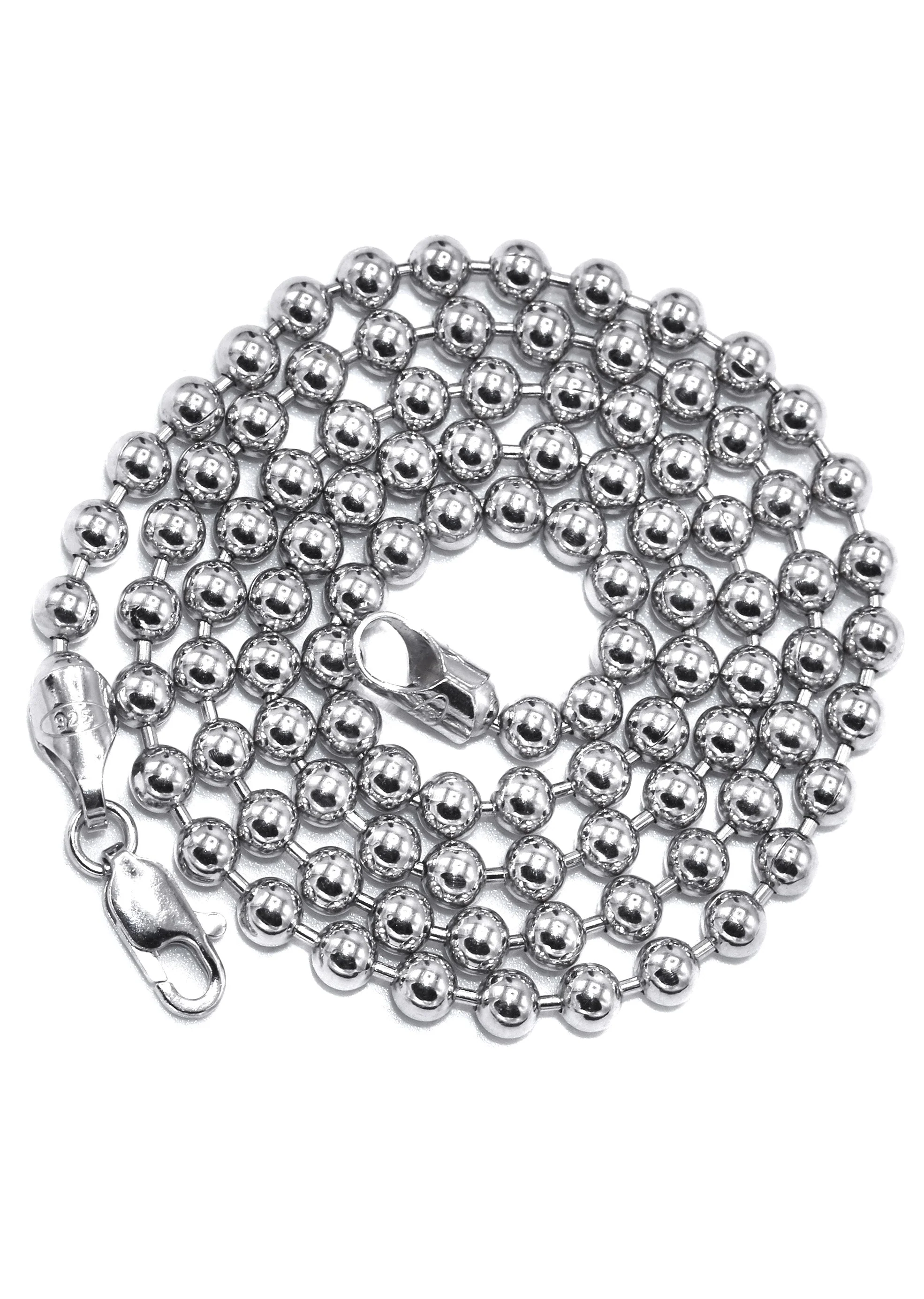 Silver Chain - Mens White Chain Ball/Bead Chain - Image 3