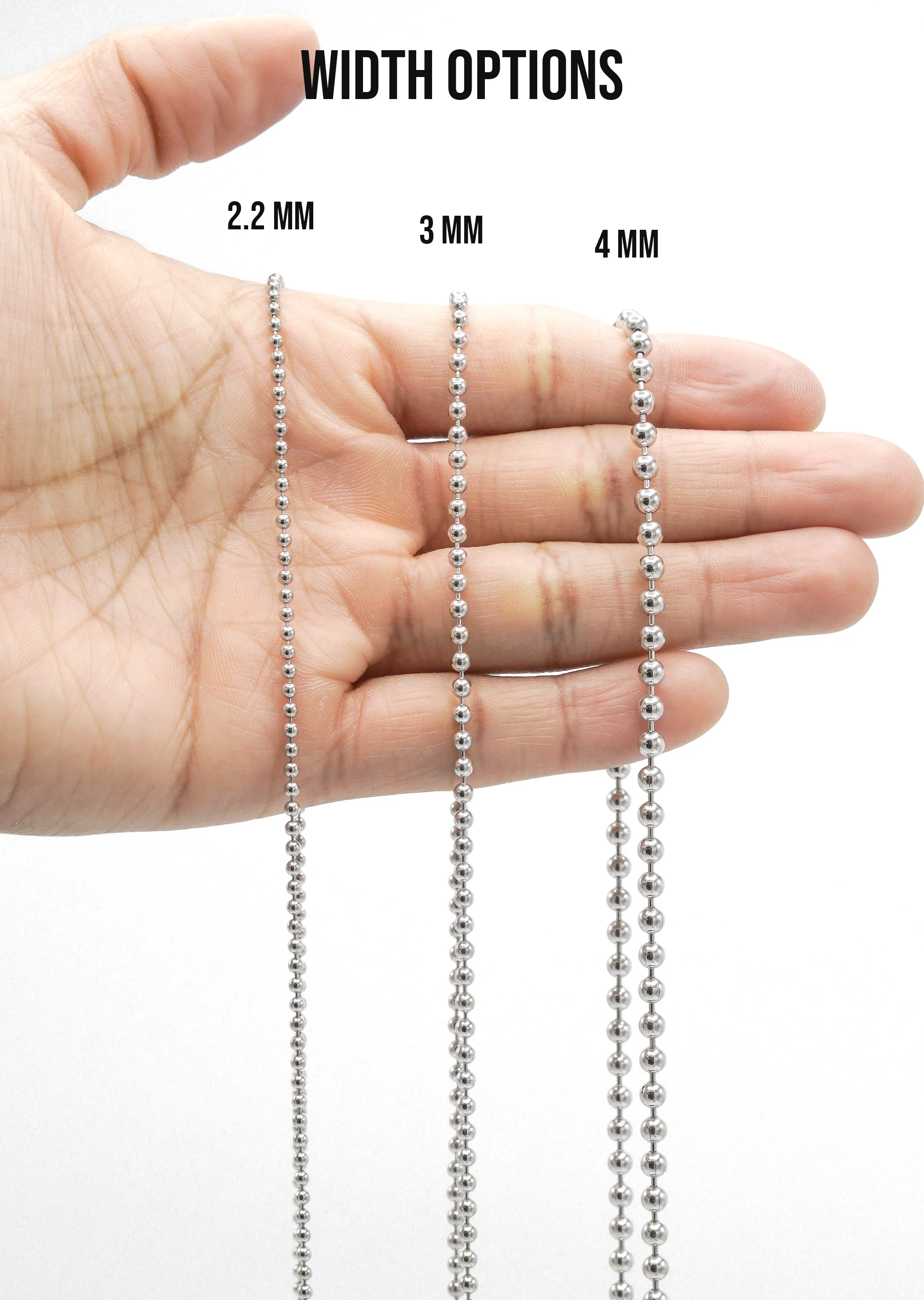 Silver Chain - Mens White Chain Ball/Bead Chain - Image 7