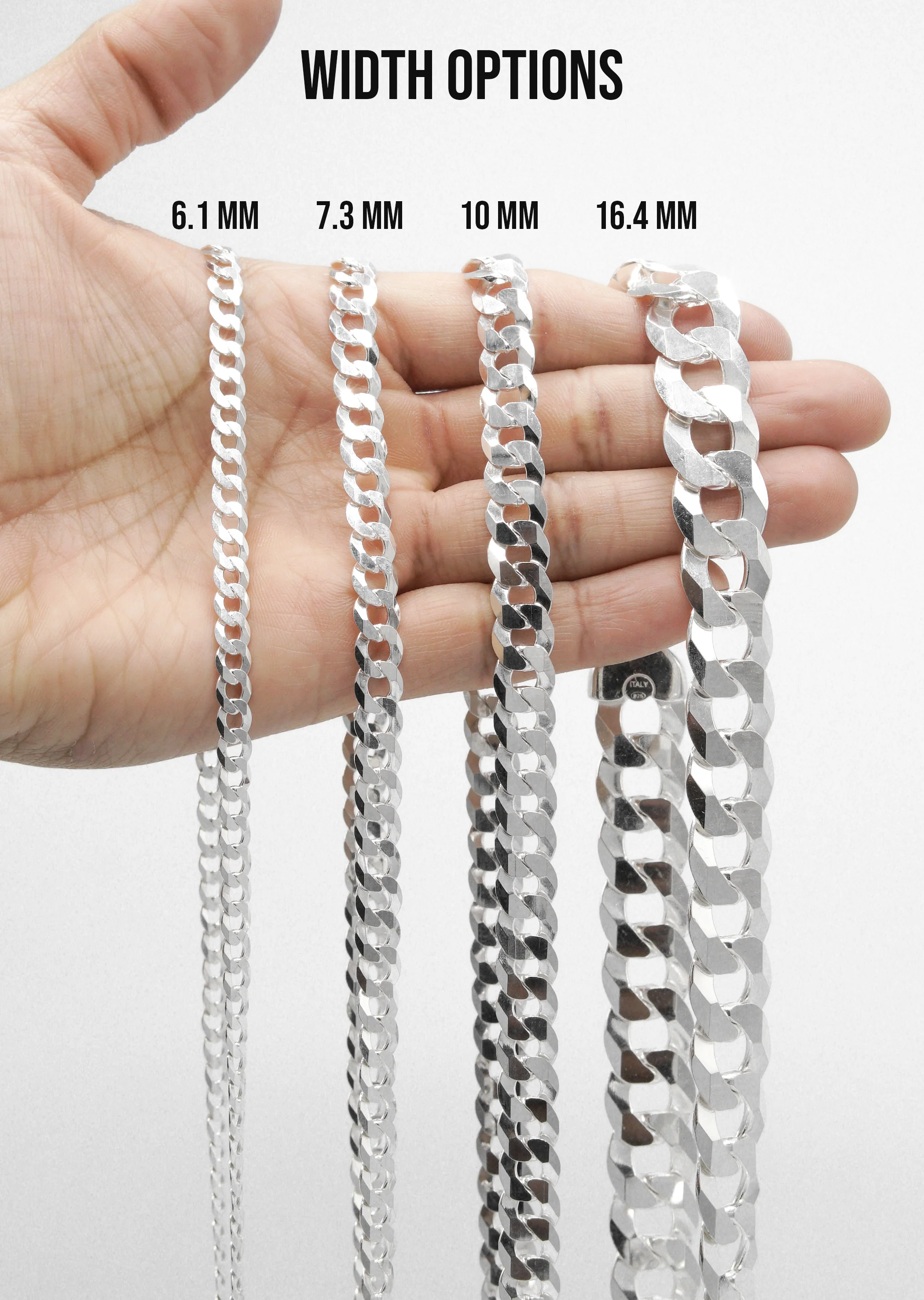 Silver Chain - Mens White Chain / Curb Chain - Image 7