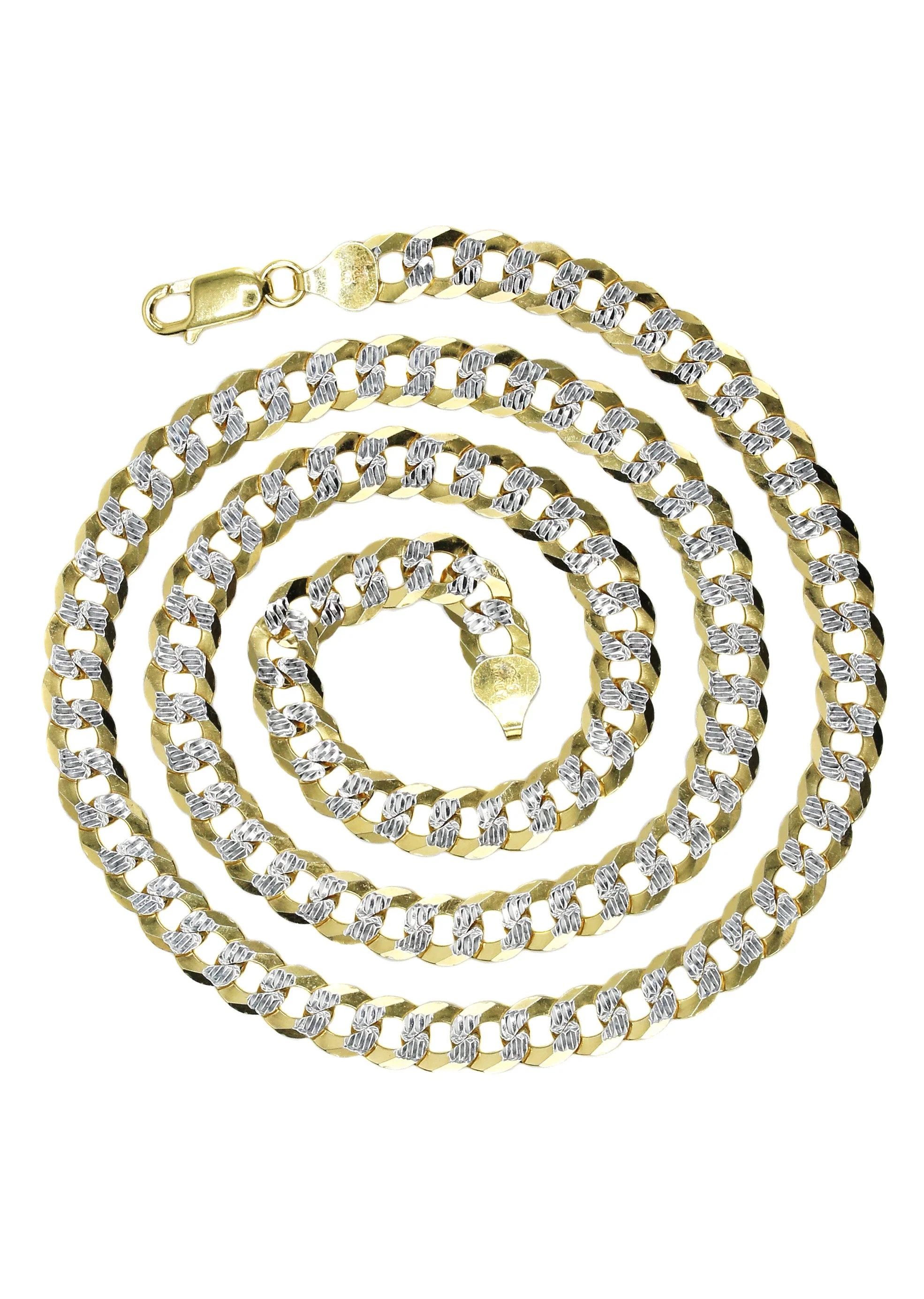 Silver Chain - Mens Gold Chain / Curb Cuban Diamond Cut Chain - Image 3