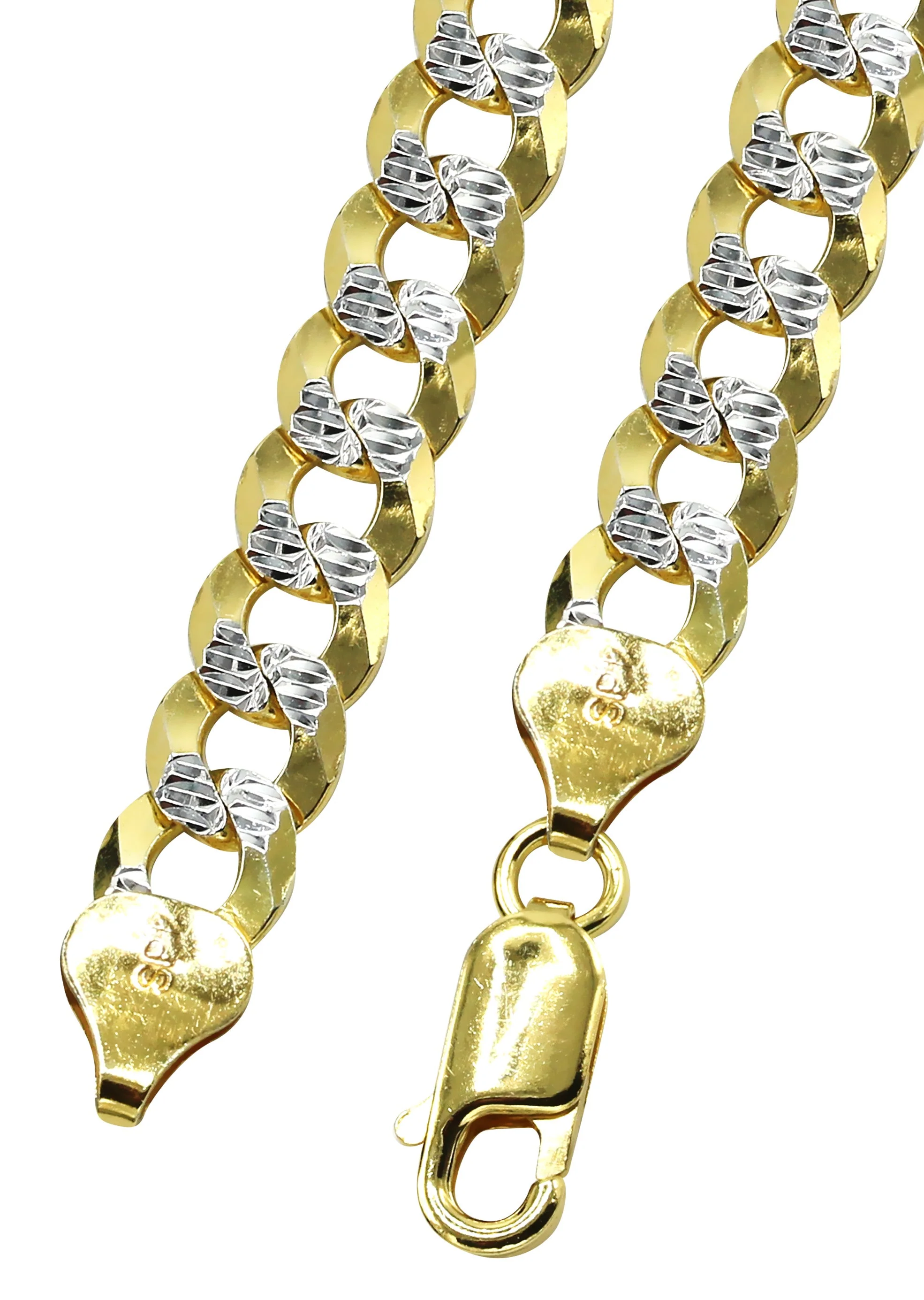 Silver Chain - Mens Gold Chain / Curb Cuban Diamond Cut Chain - Image 4