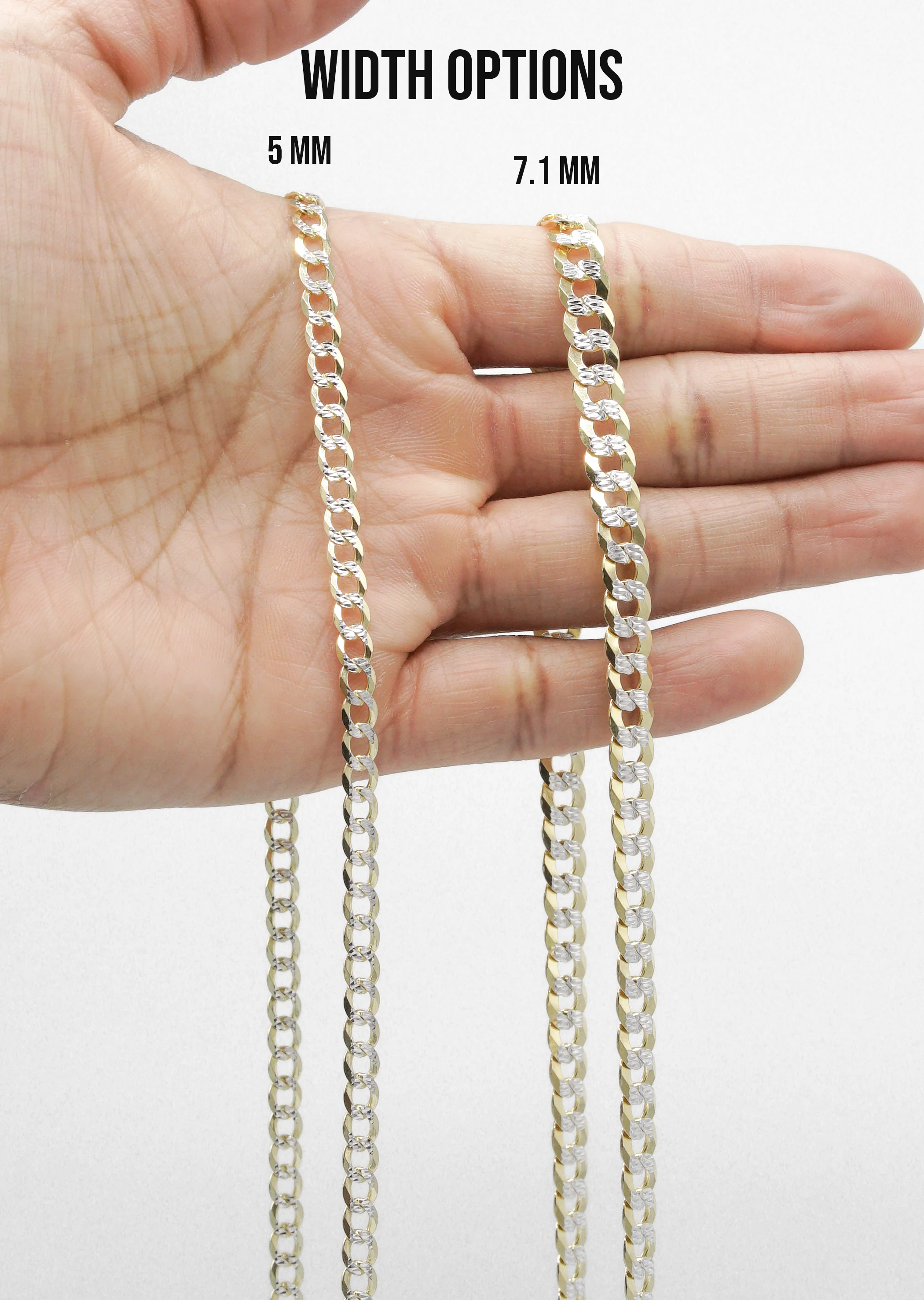 Silver Chain - Mens Gold Chain / Curb Cuban Diamond Cut Chain - Image 7