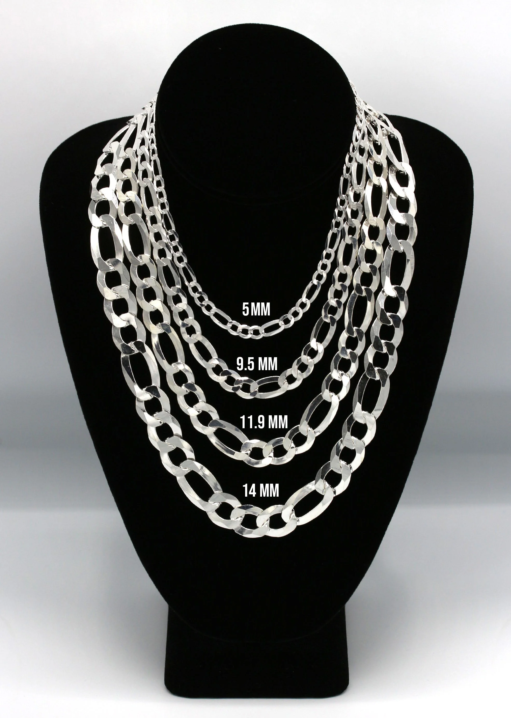 Silver Chain - Mens White Chain / Figaro Chain - Image 5