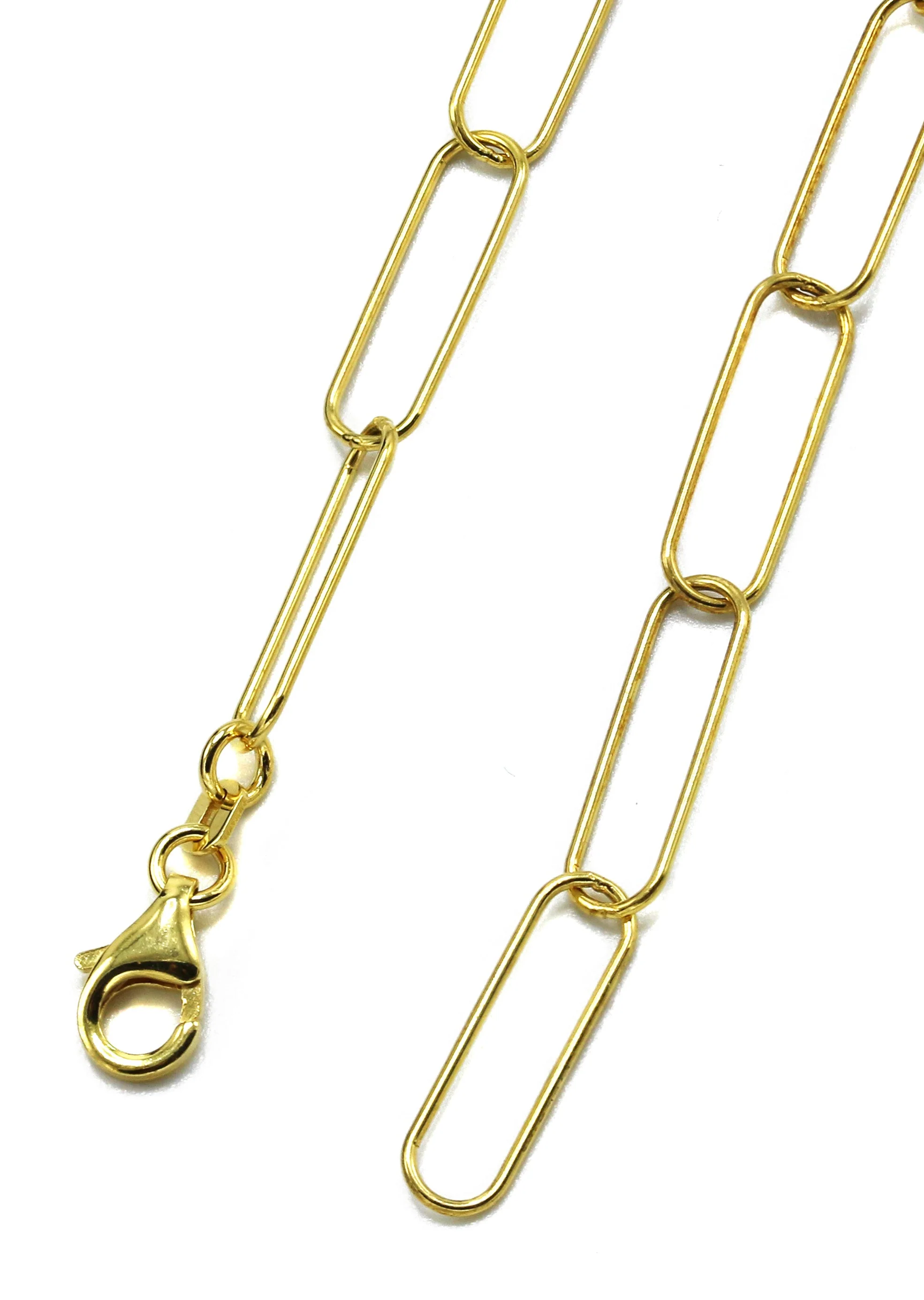 Silver Chain - Mens Gold Chain / Oval Paper Clip Chain - Image 4