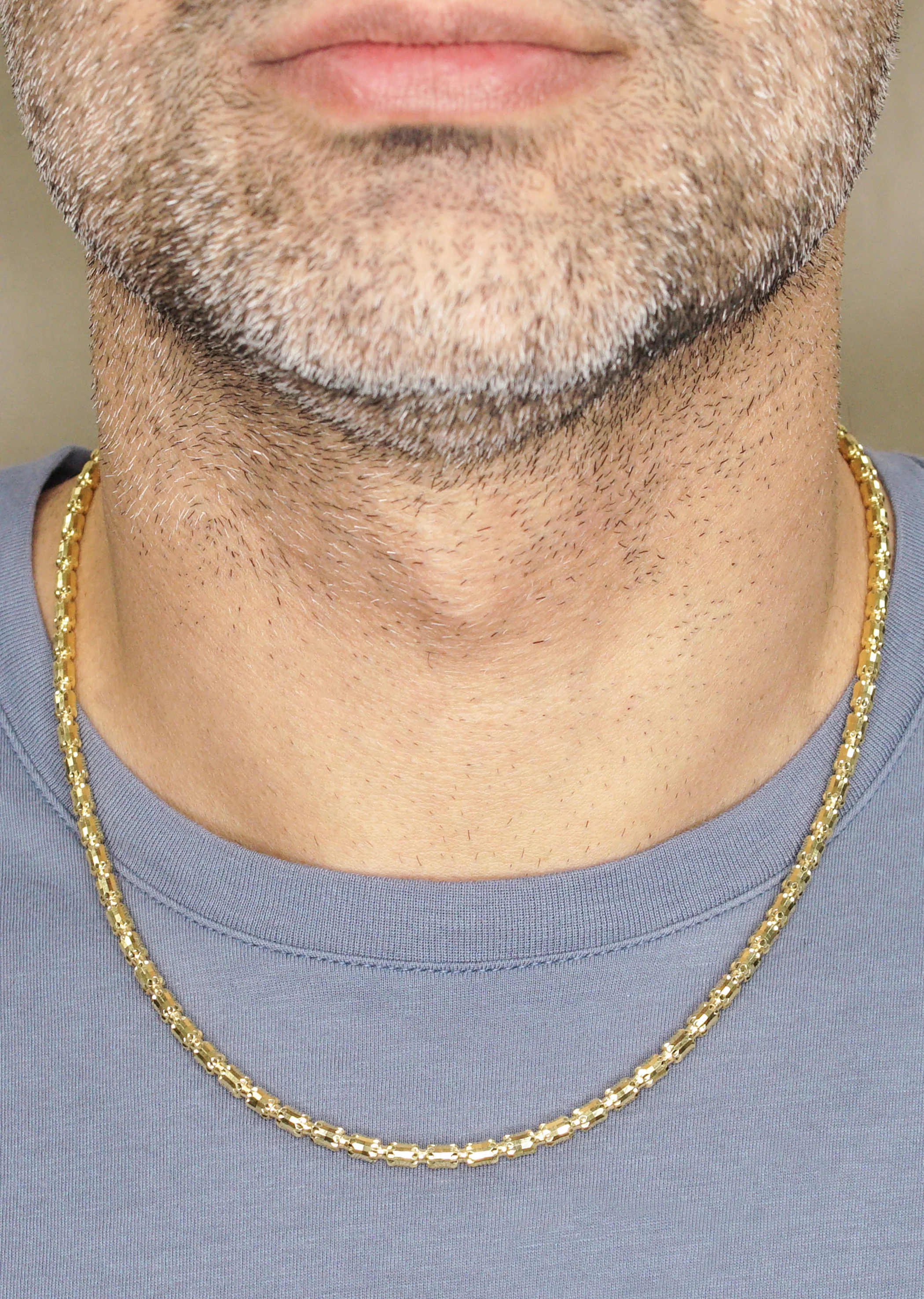 Silver Chain - Mens Gold Chain / Barrel Chain / 4 MM - Image 3
