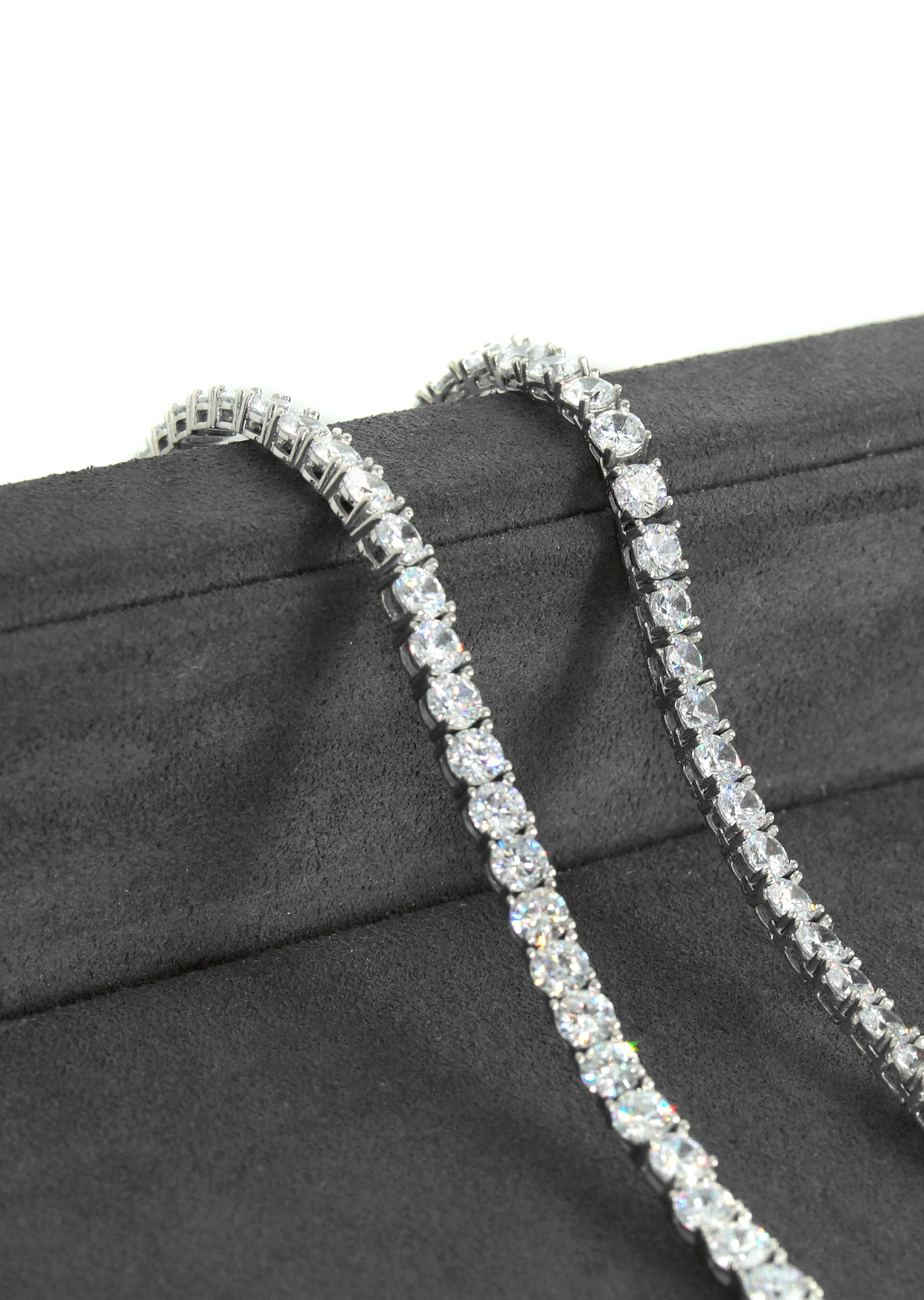 Silver Chain - Mens White Tennis Chain / Necklace - 4 MM - Image 6