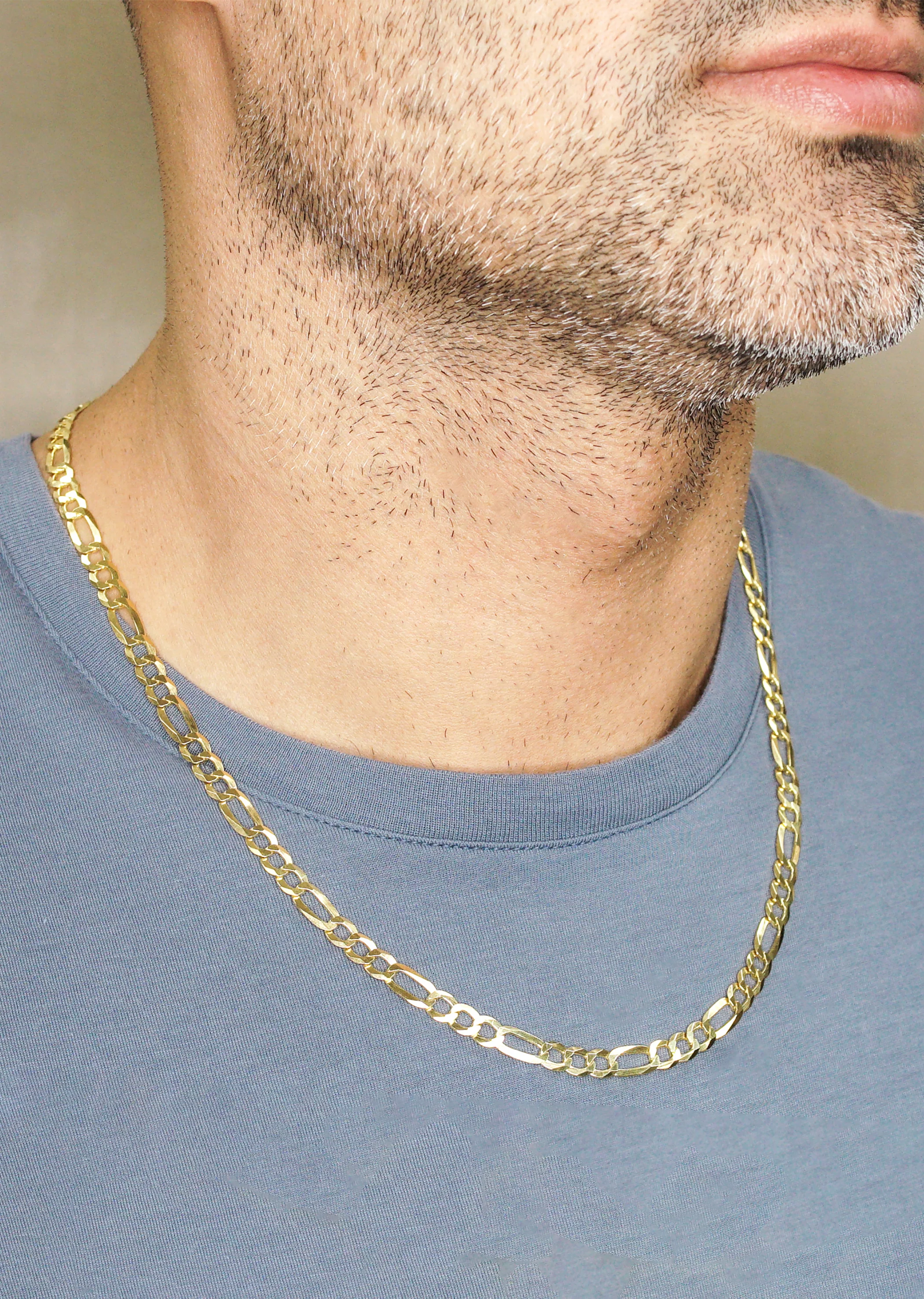 Silver Chain - Mens Gold Chain / Figaro Chain / 5.6 MM - Image 3