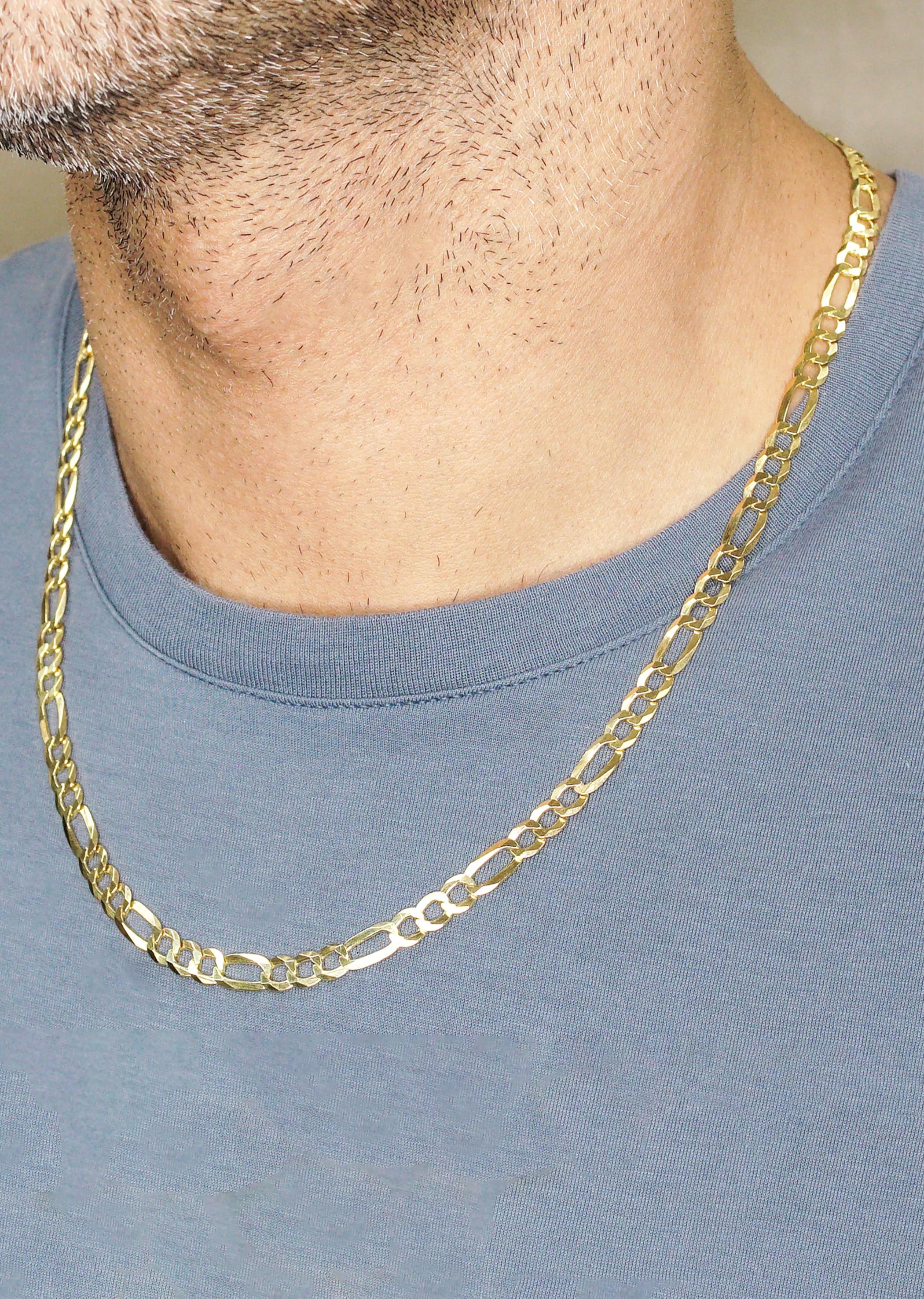 Silver Chain - Mens Gold Chain / Figaro Chain / 5.6 MM - Image 4