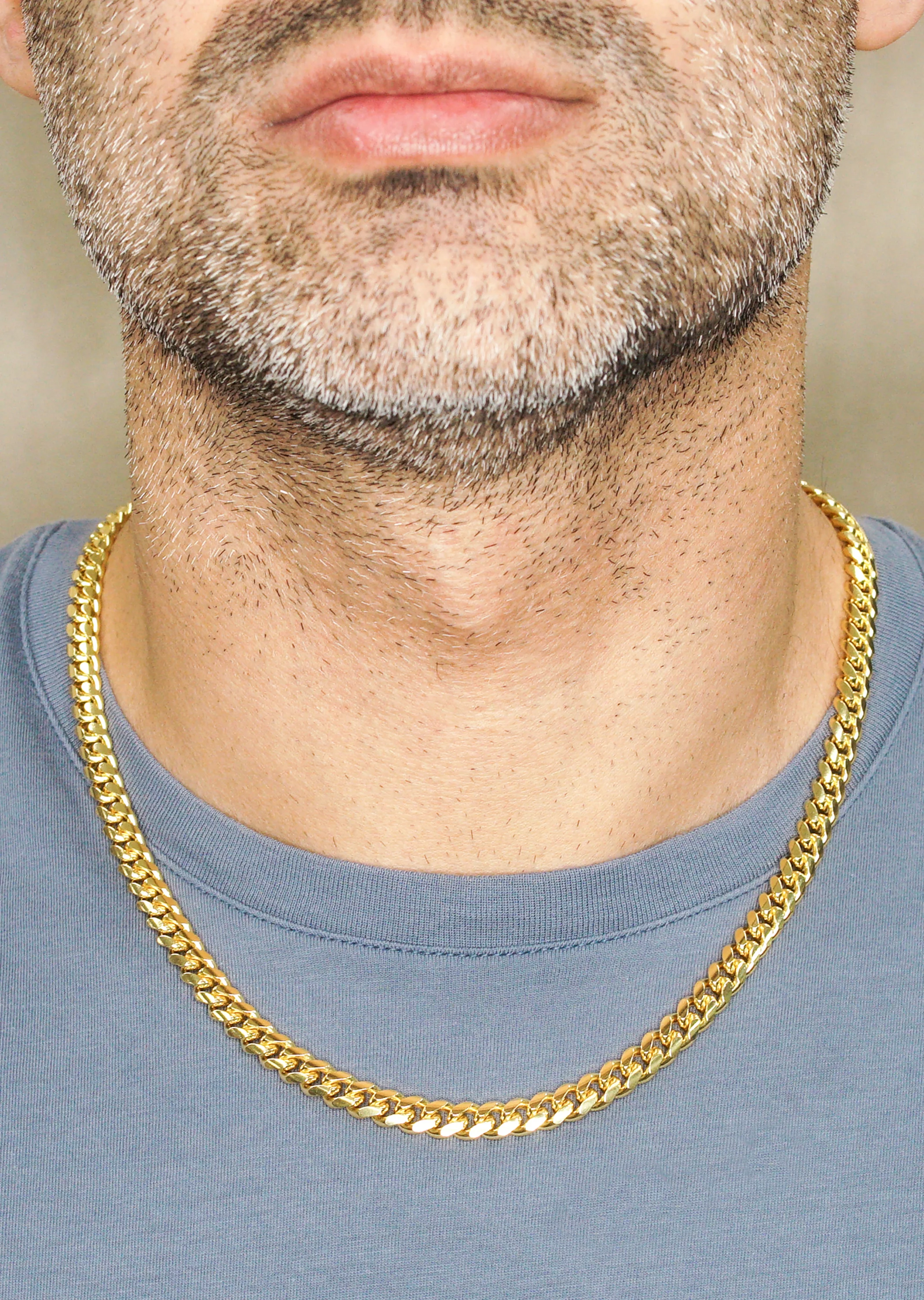 Silver Chain - Mens Gold Chain / Miami Cuban Link Chain / 7 MM - Image 3
