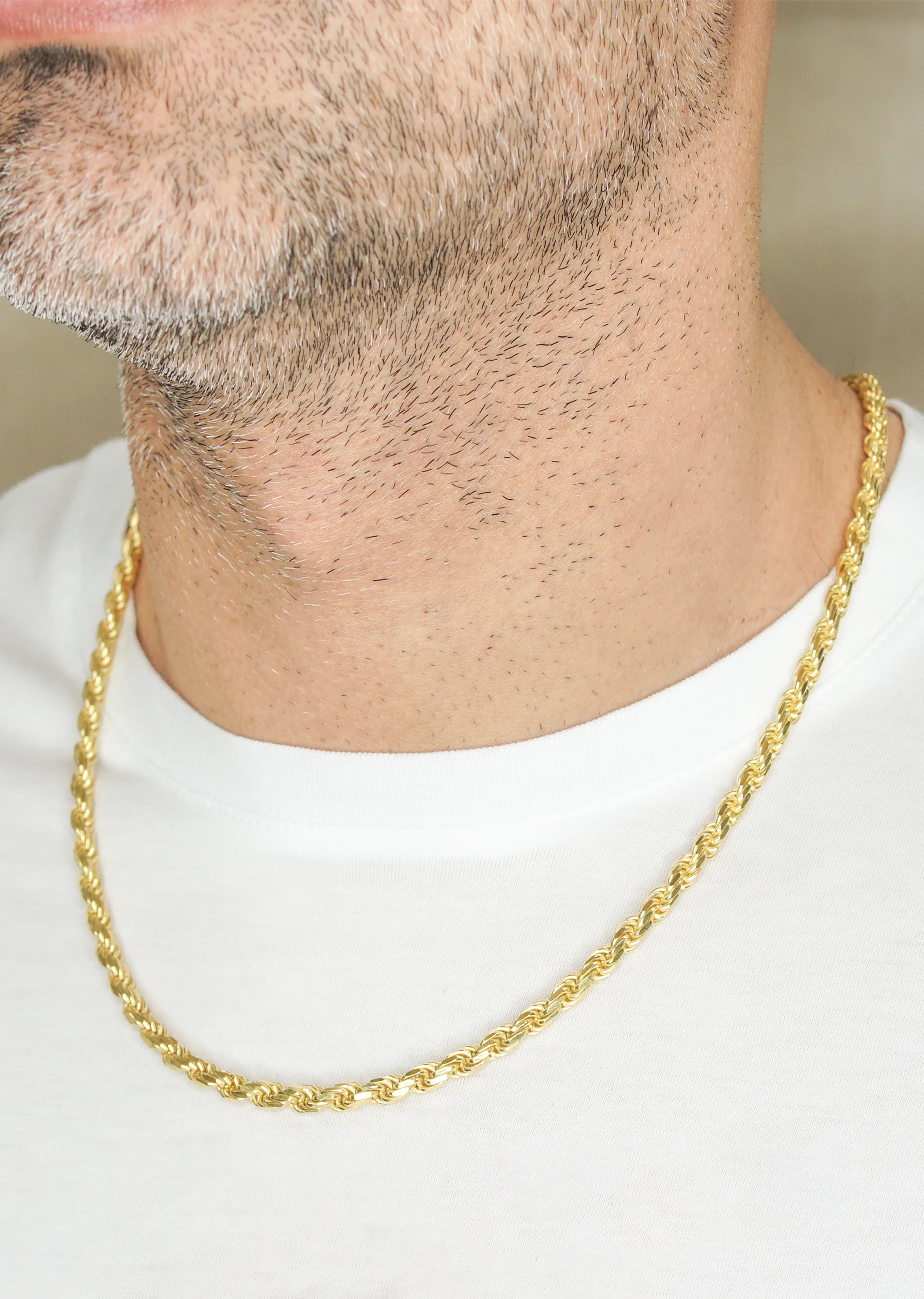 Silver Chain - Mens Gold Chain / Rope Chain / 4.5 MM - Image 4