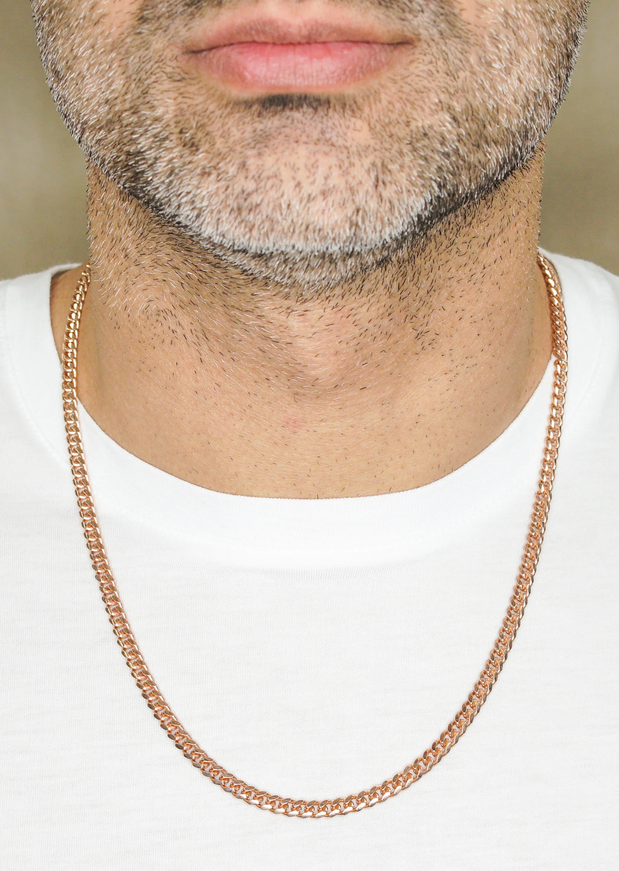 Silver Chain - Mens Rose Gold Chain / Miami Cuban Link Chain / 5 MM / 22 INCH