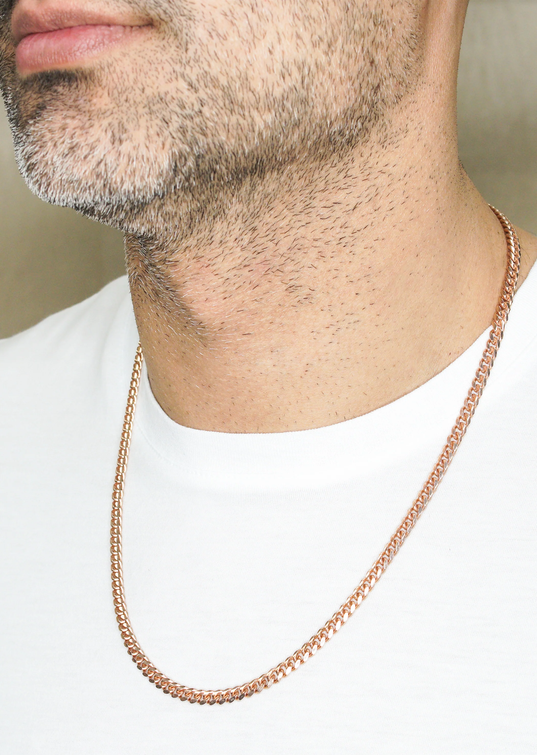 Silver Chain - Mens Rose Gold Chain / Miami Cuban Link Chain / 5 MM / 22 INCH - Image 2
