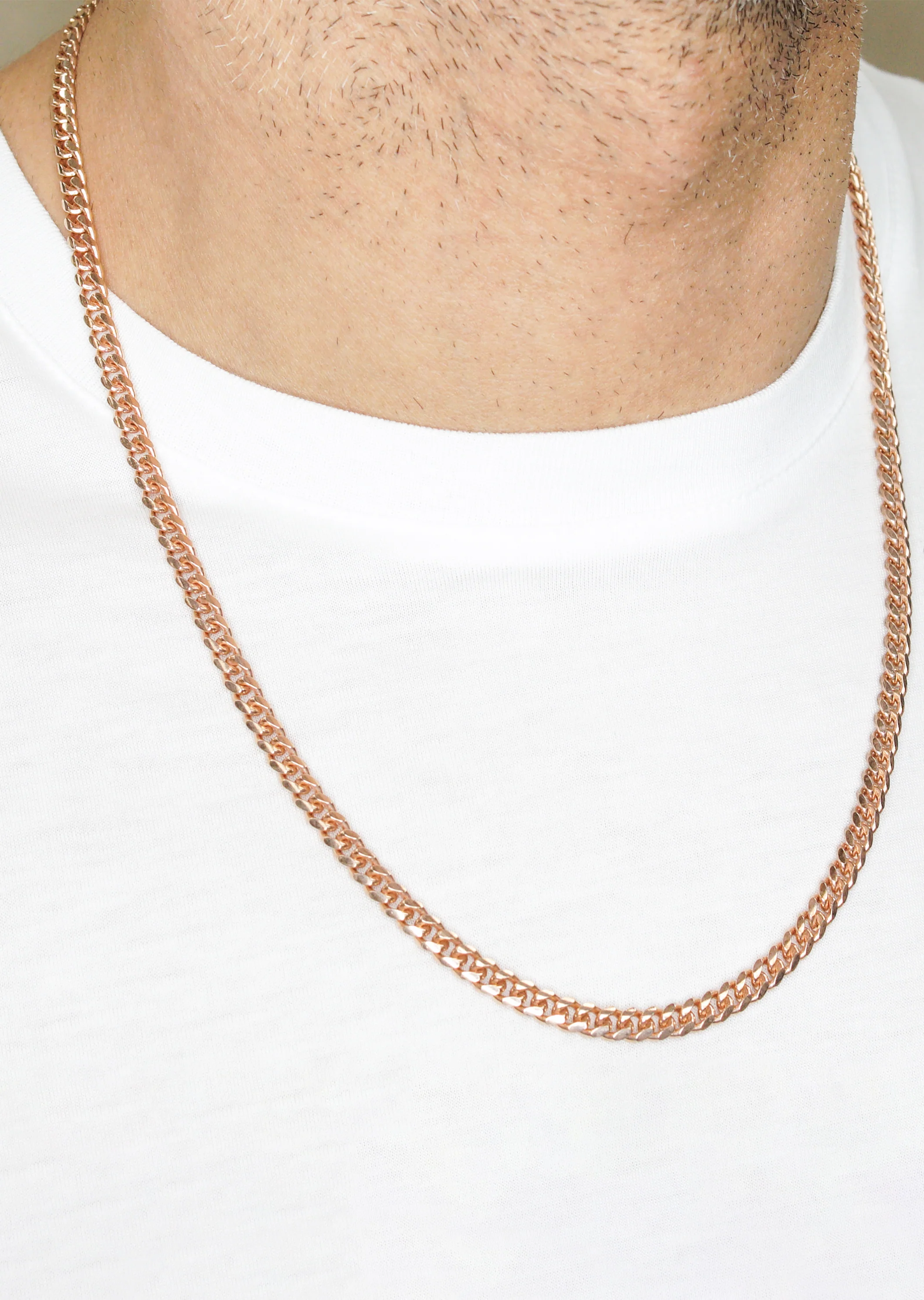 Silver Chain - Mens Rose Gold Chain / Miami Cuban Link Chain / 5 MM / 22 INCH - Image 4