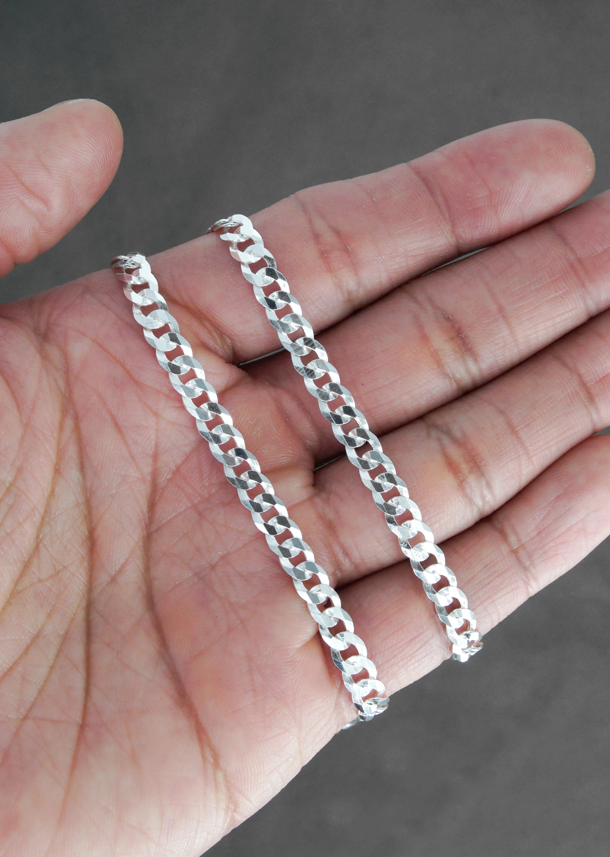 Silver Chain - Mens White Chain / Curb Chain / 5 MM - Image 7
