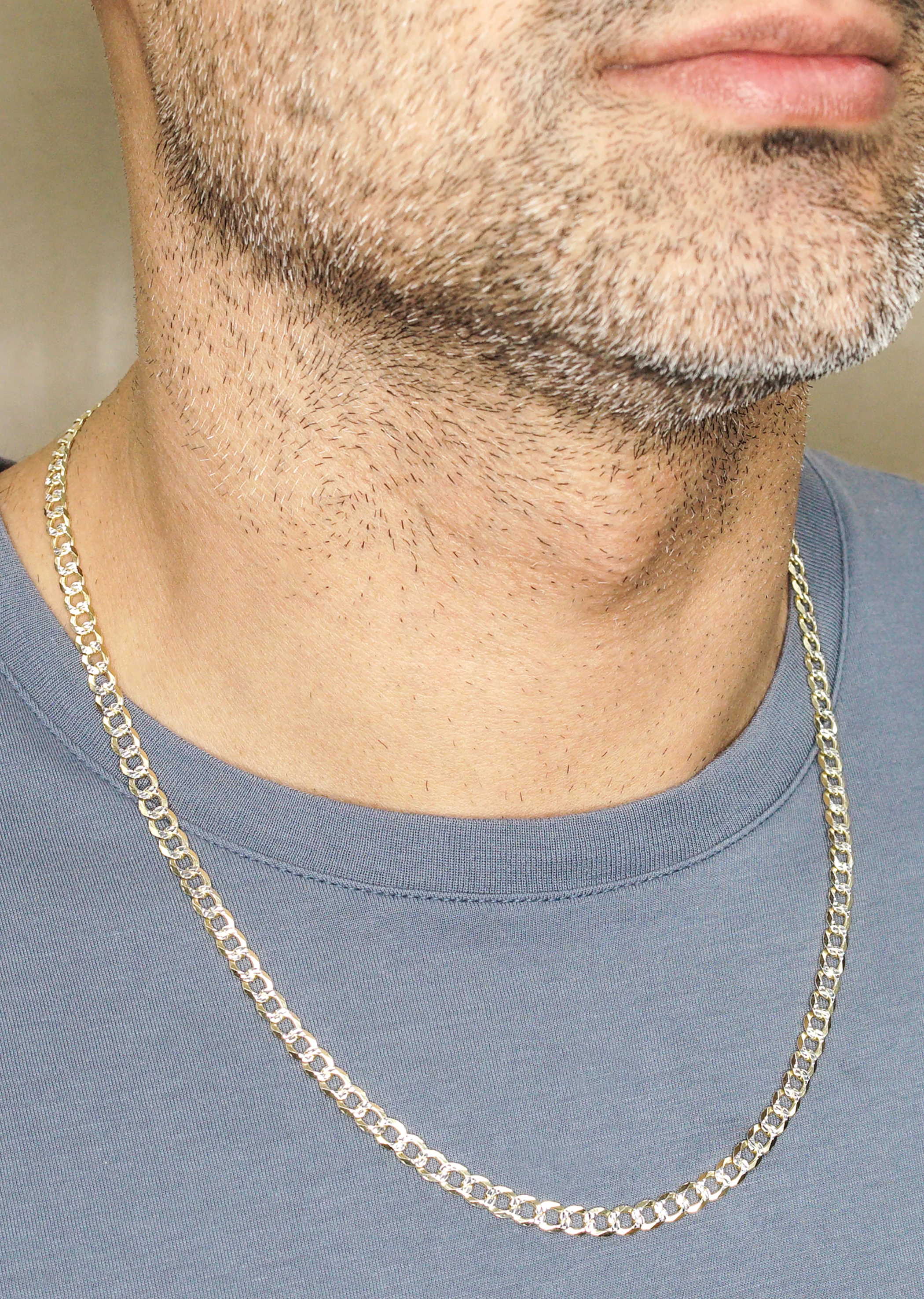 Silver Chain - Mens Gold Chain / Curb Cuban Diamond Cut Chain / 5 MM - Image 4