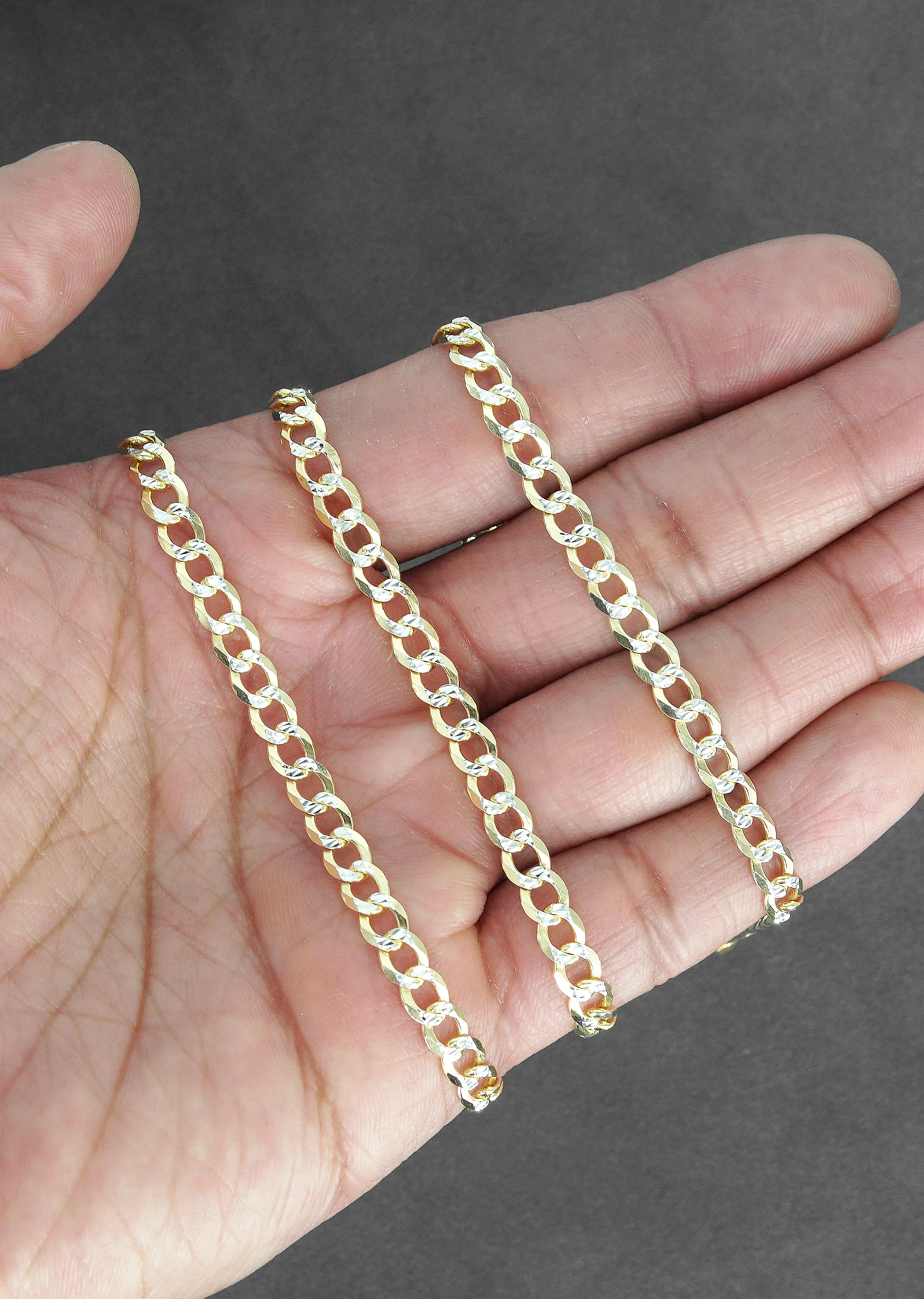 Silver Chain - Mens Gold Chain / Curb Cuban Diamond Cut Chain / 5 MM - Image 7