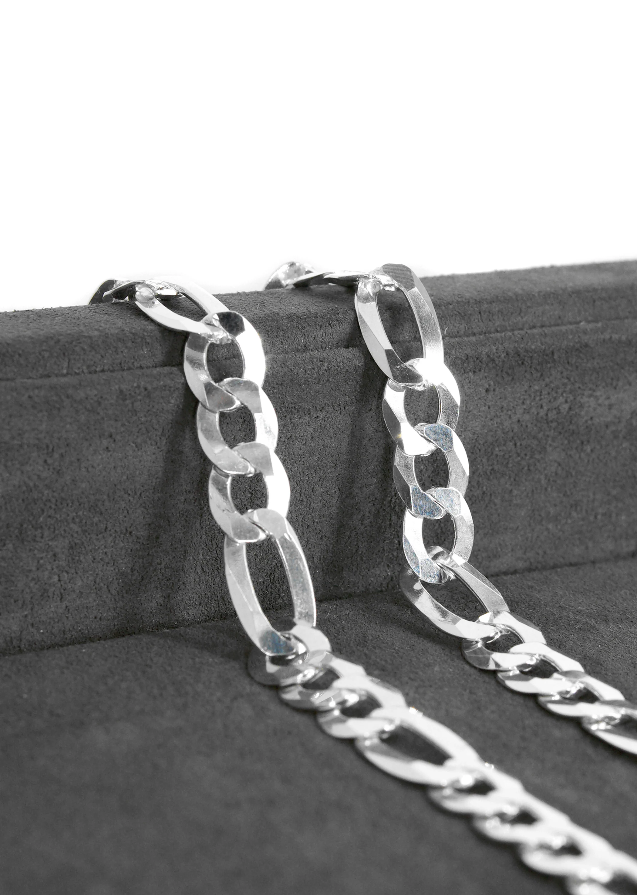 Silver Chain - Mens White Chain / Figaro Chain / 9.5 MM - Image 6