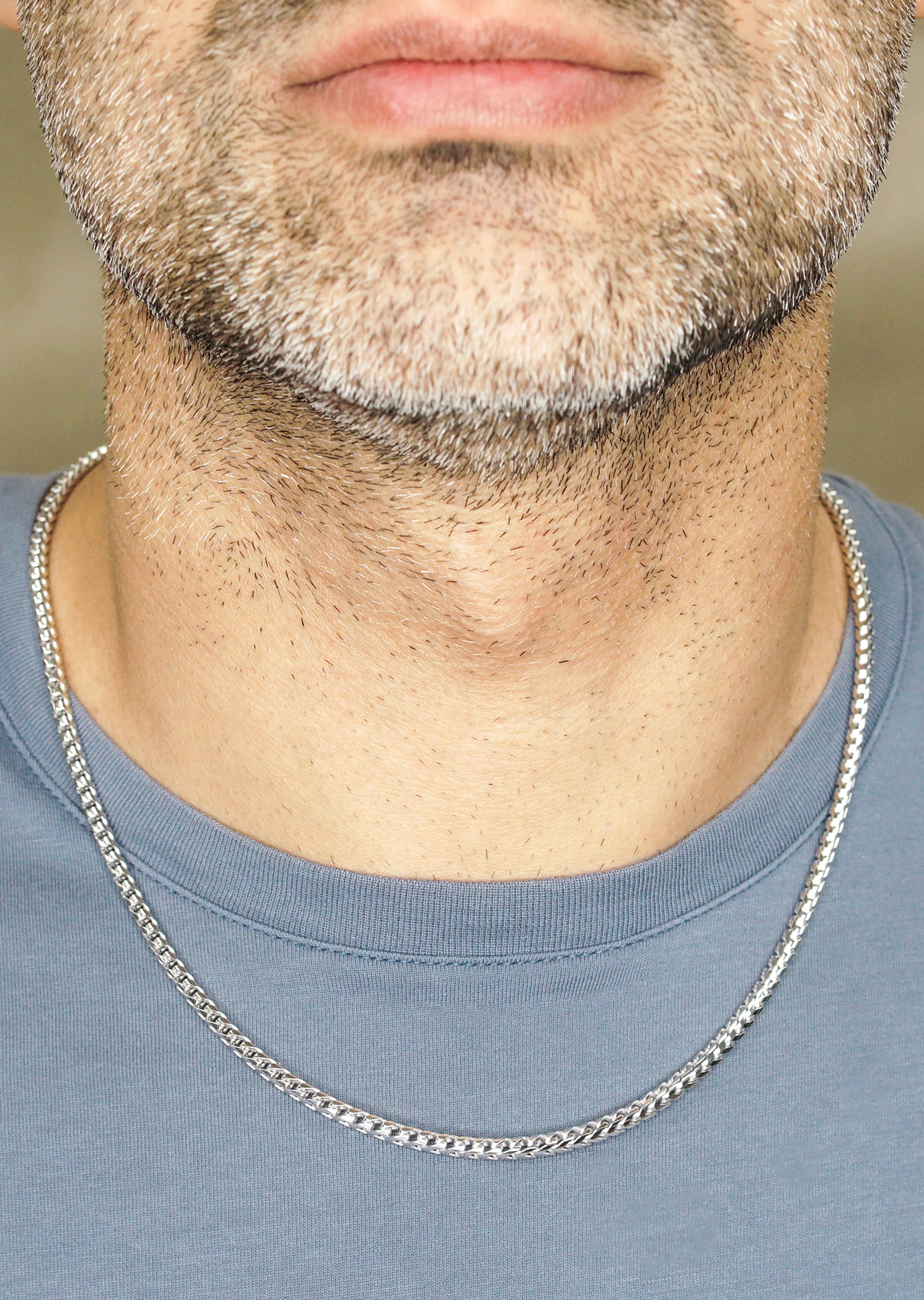 Silver Chain - Mens White Chain / Franco Chain / 2.3 MM - Image 3