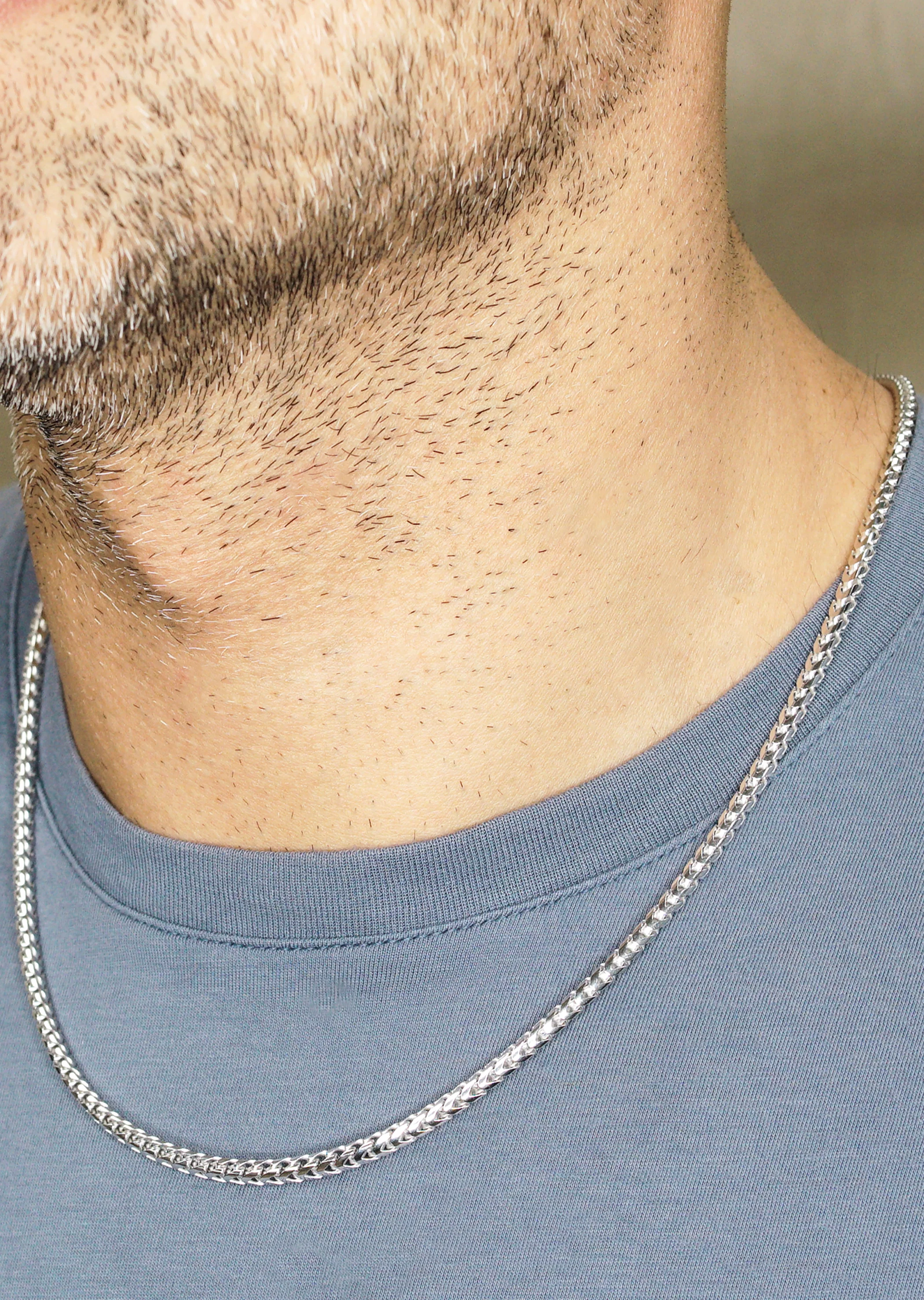 Silver Chain - Mens White Chain / Franco Chain / 2.3 MM - Image 4