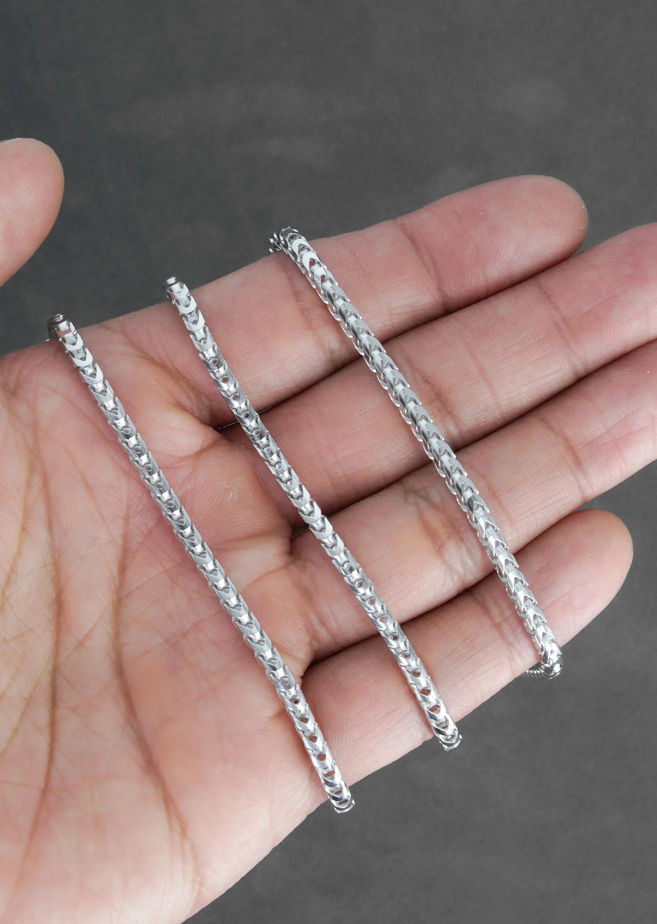 Silver Chain - Mens White Chain / Franco Chain / 2.3 MM - Image 7