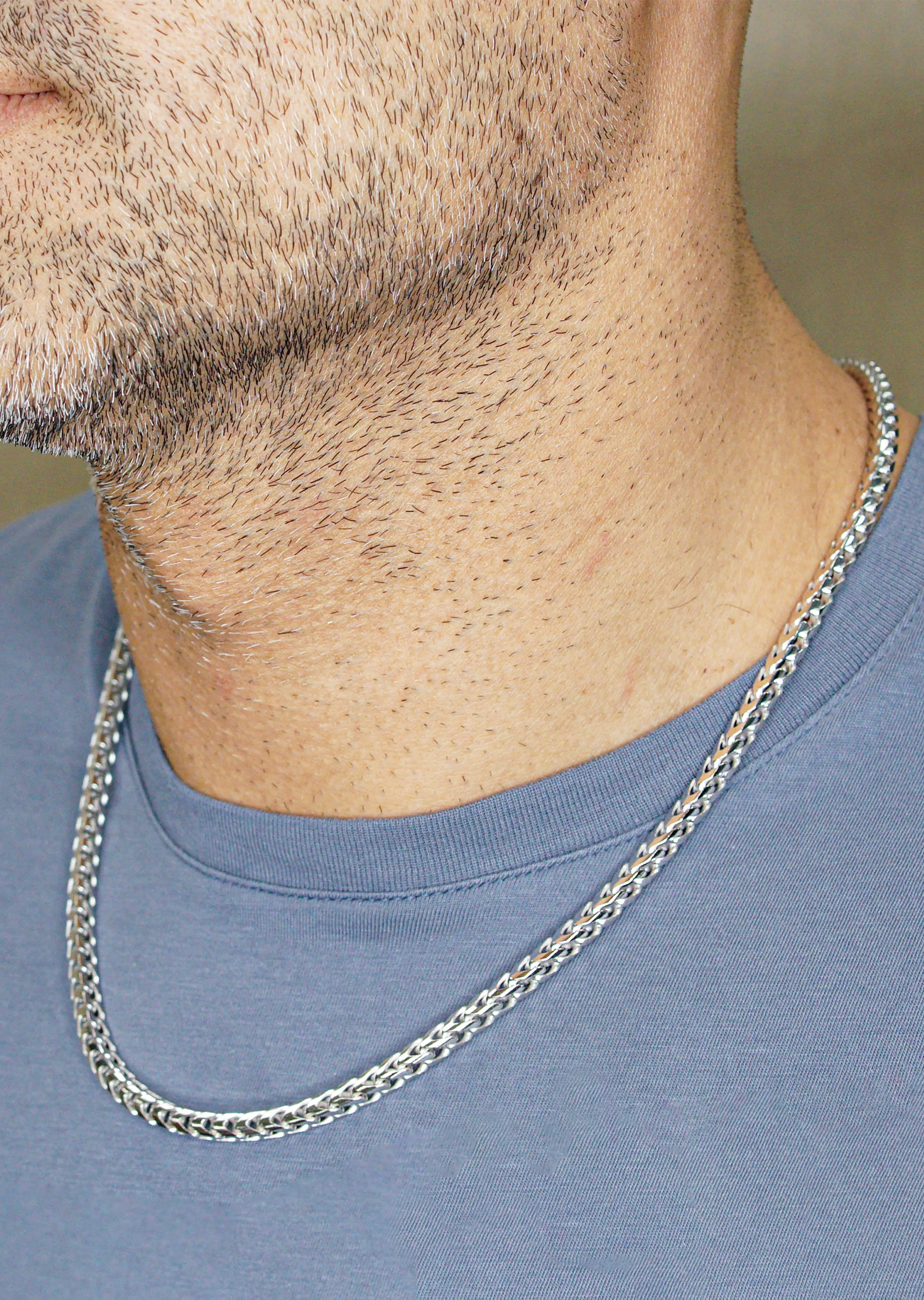 Silver Chain - Mens White Chain / Franco Chain / 4.2 MM