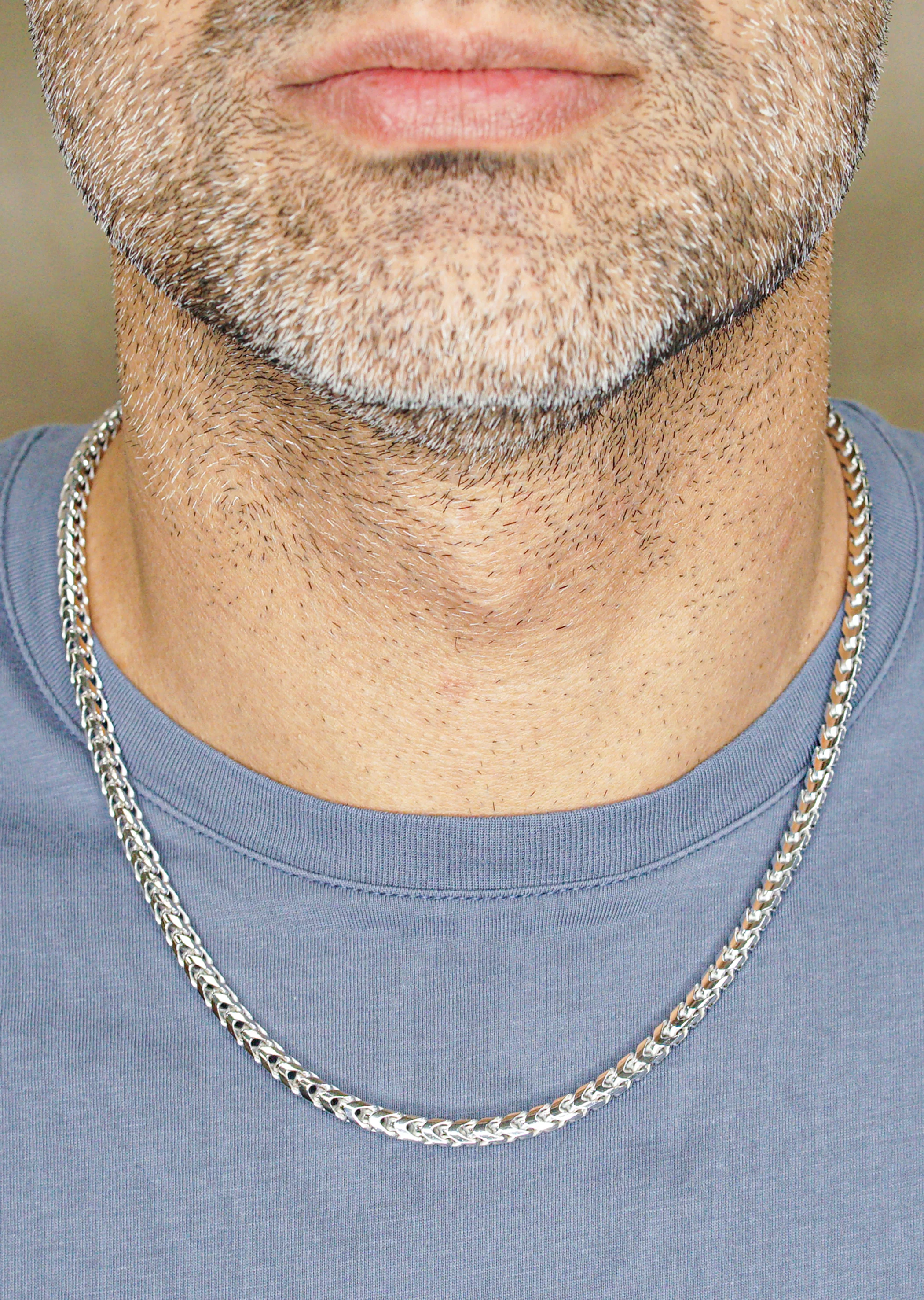 Silver Chain - Mens White Chain / Franco Chain / 4.2 MM - Image 3