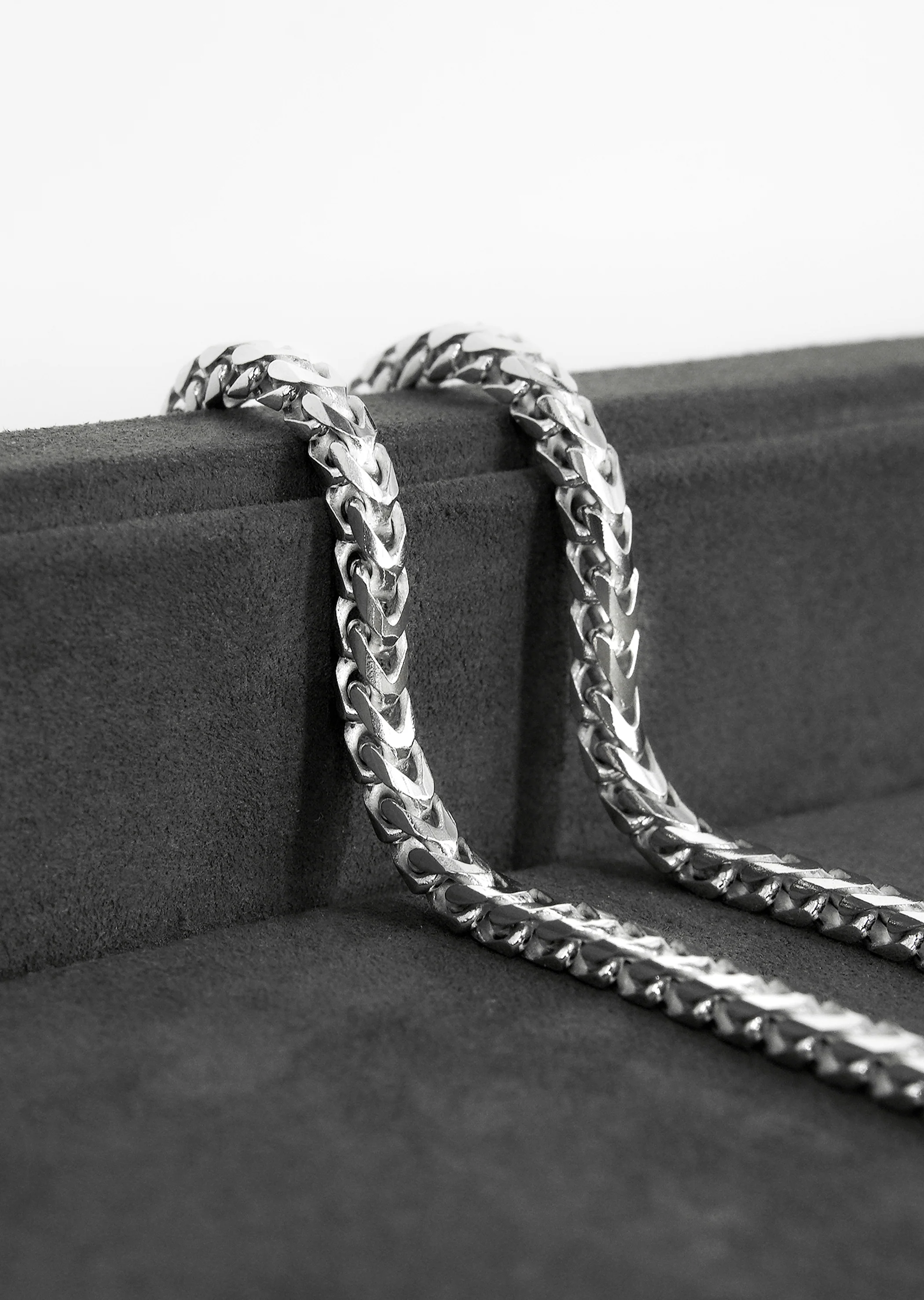 Silver Chain - Mens White Chain / Franco Chain / 4.2 MM - Image 6