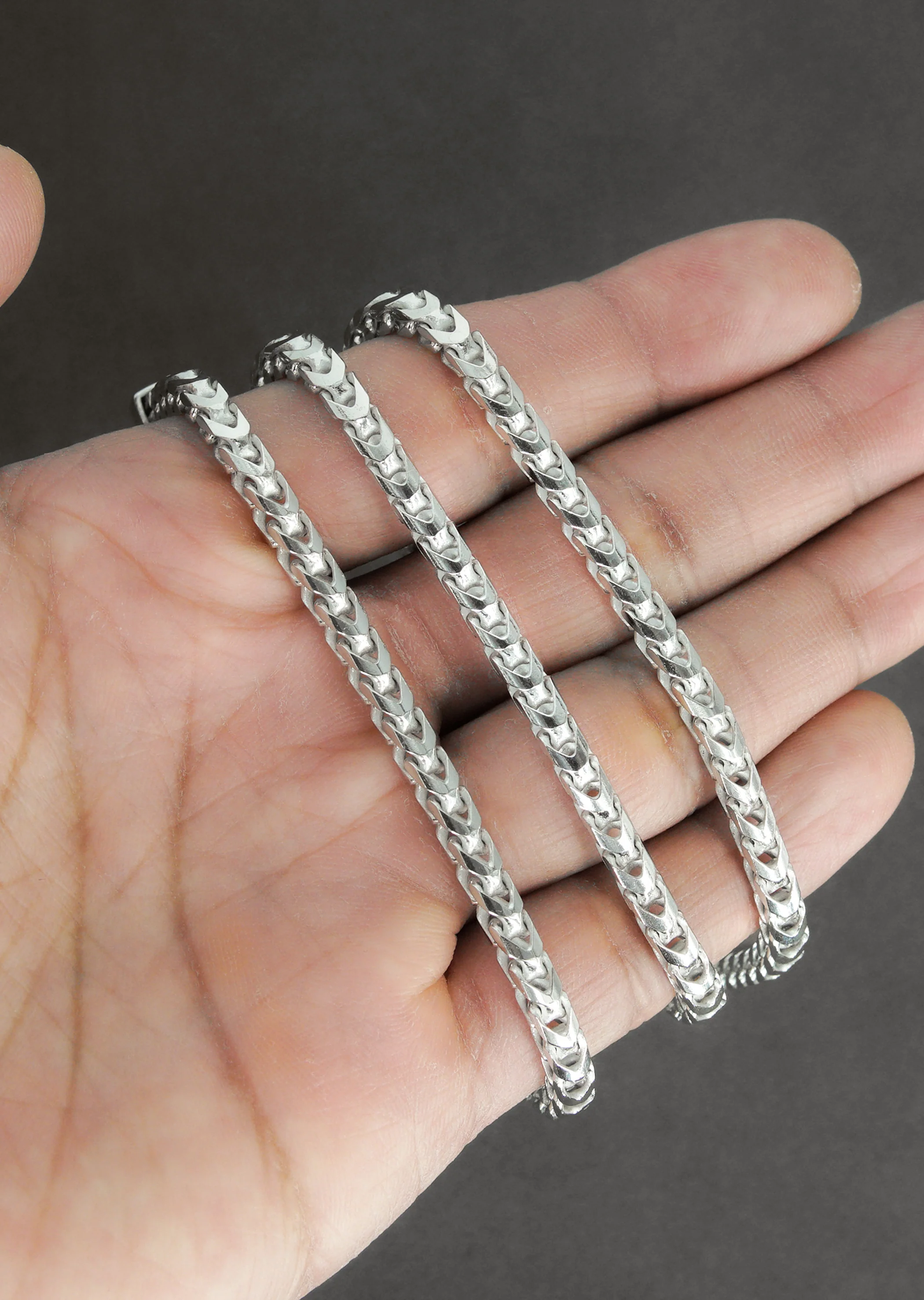 Silver Chain - Mens White Chain / Franco Chain / 4.2 MM - Image 7