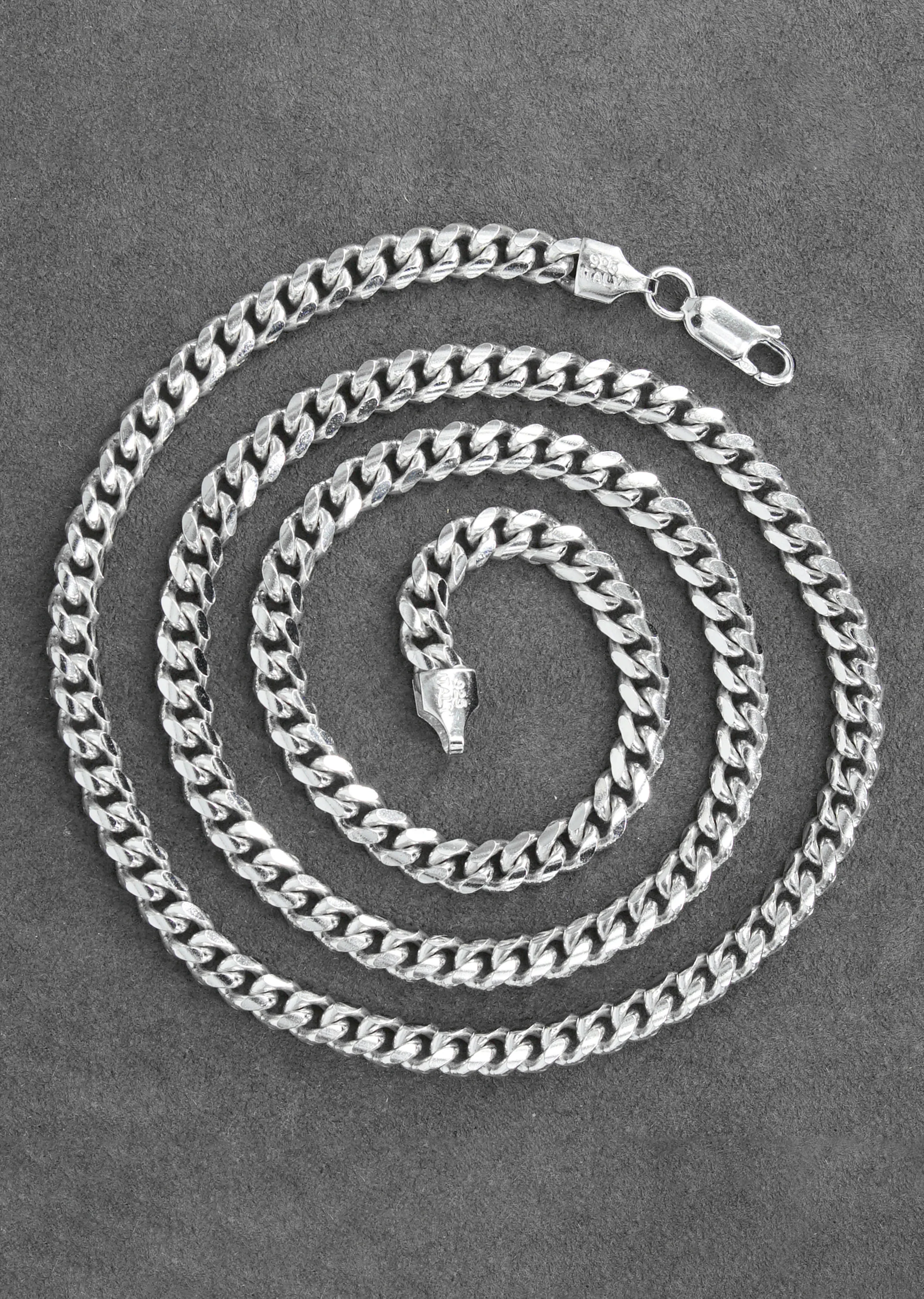 Silver Chain - Mens White Chain / Miami Cuban Link / 5 MM - Image 5