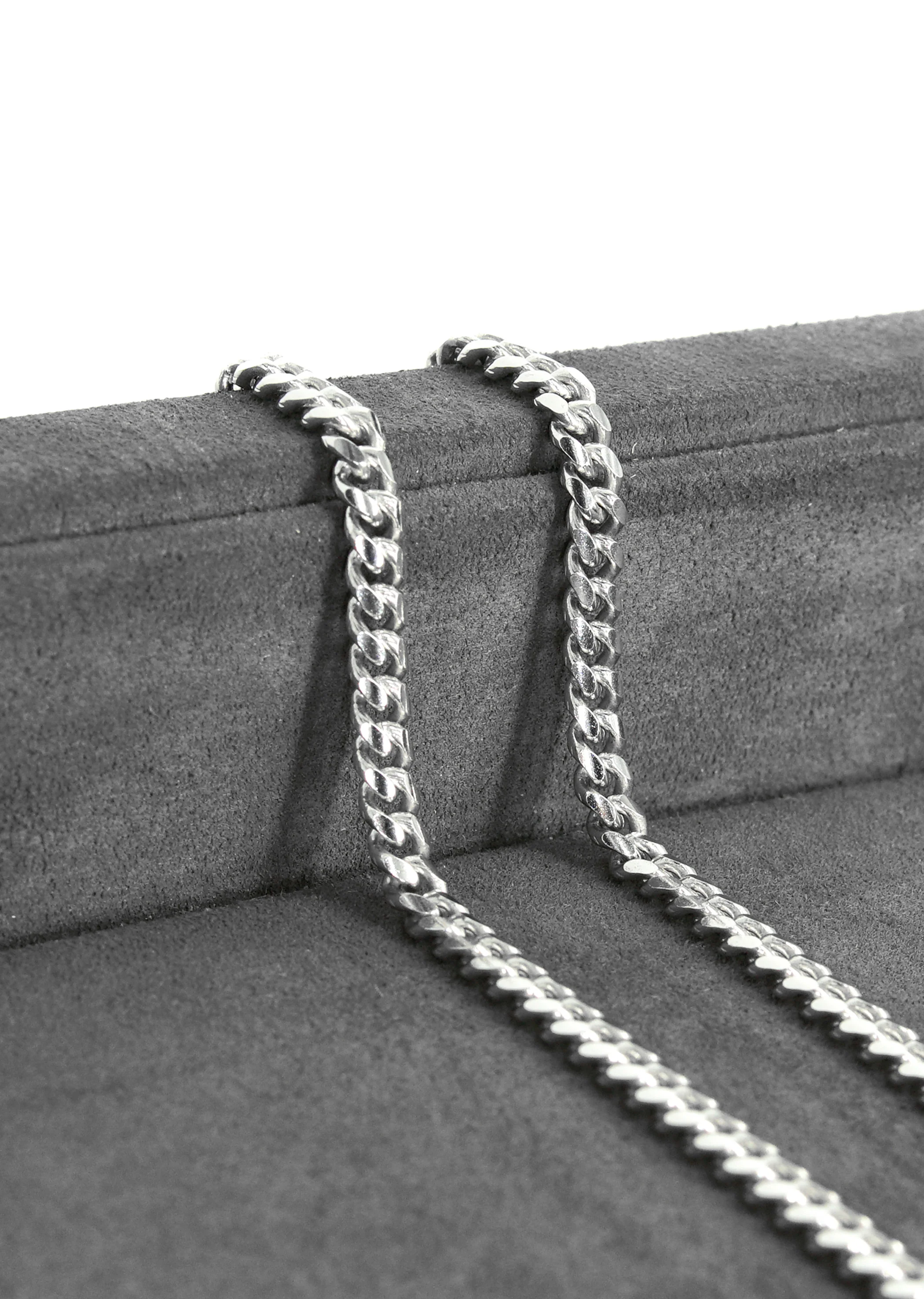 Silver Chain - Mens White Chain / Miami Cuban Link / 5 MM - Image 6