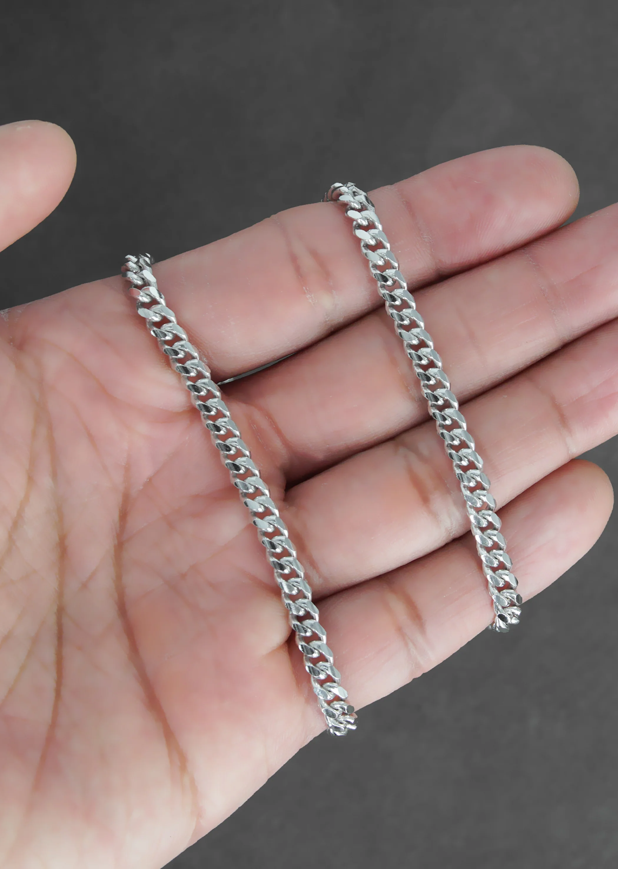 Silver Chain - Mens White Chain / Miami Cuban Link / 5 MM - Image 7