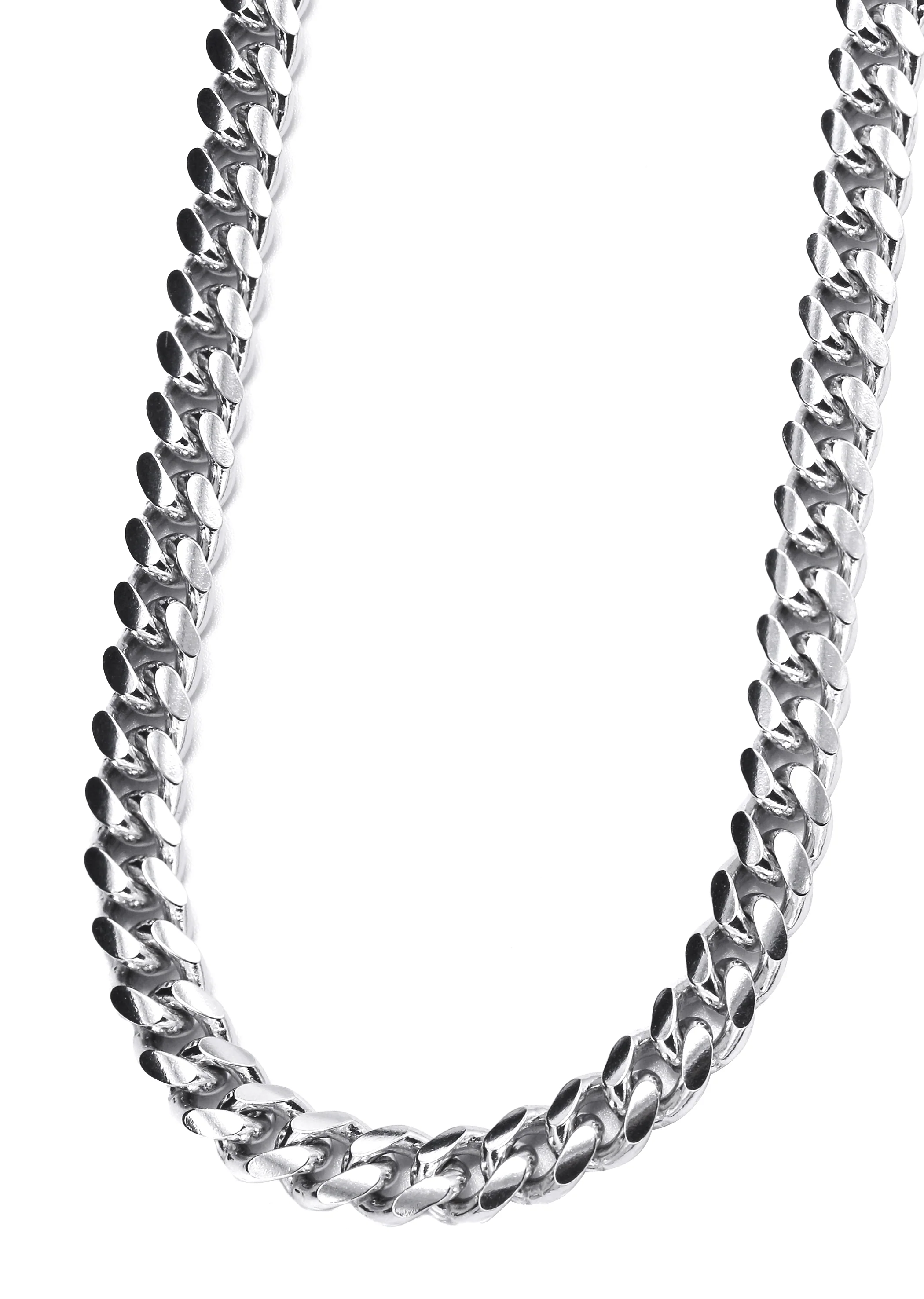 Silver Chain - Mens White Chain / Miami Cuban Link / 7 MM - Image 2