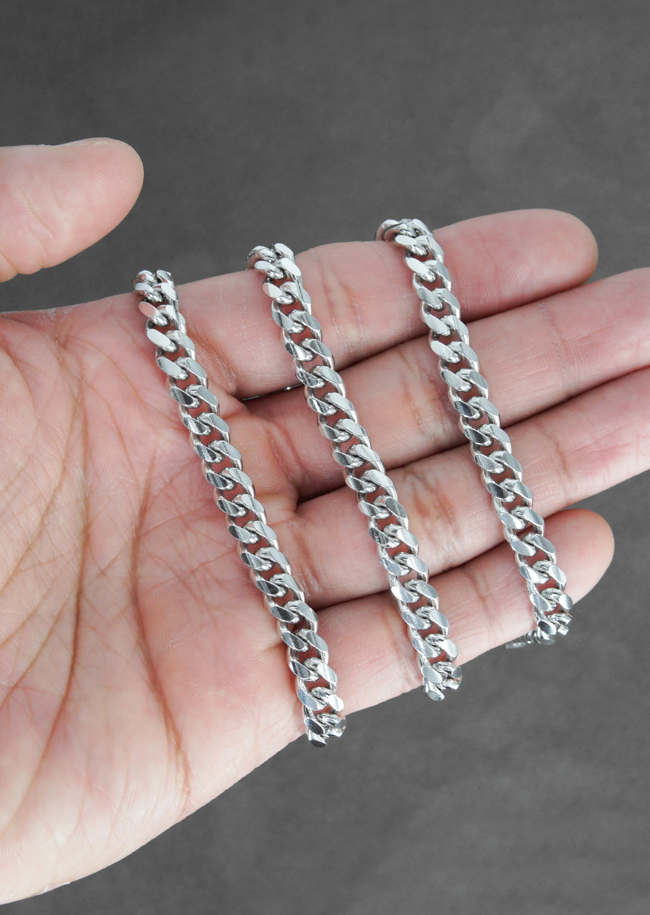Silver Chain - Mens White Chain / Miami Cuban Link / 7 MM - Image 7