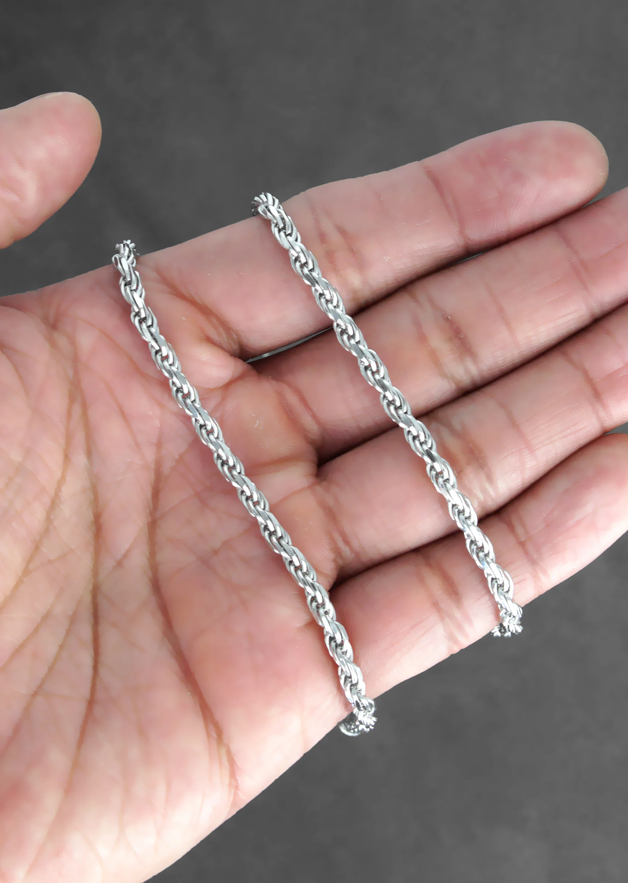 Silver Chain - Mens White Chain / Rope Chain / 3.5 MM - Image 7