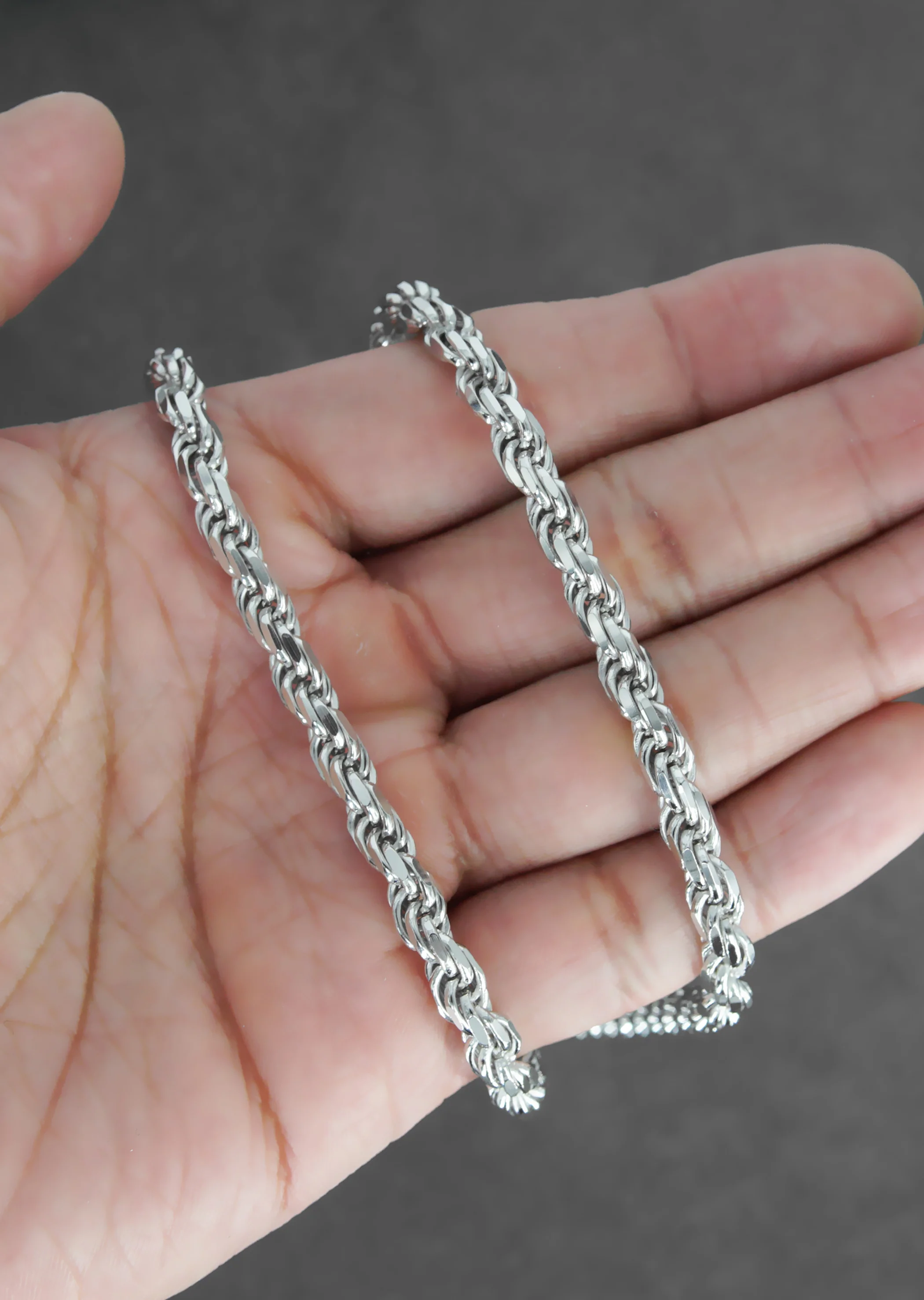 Silver Chain - Mens White Chain / Rope Chain / 6 MM - Image 7