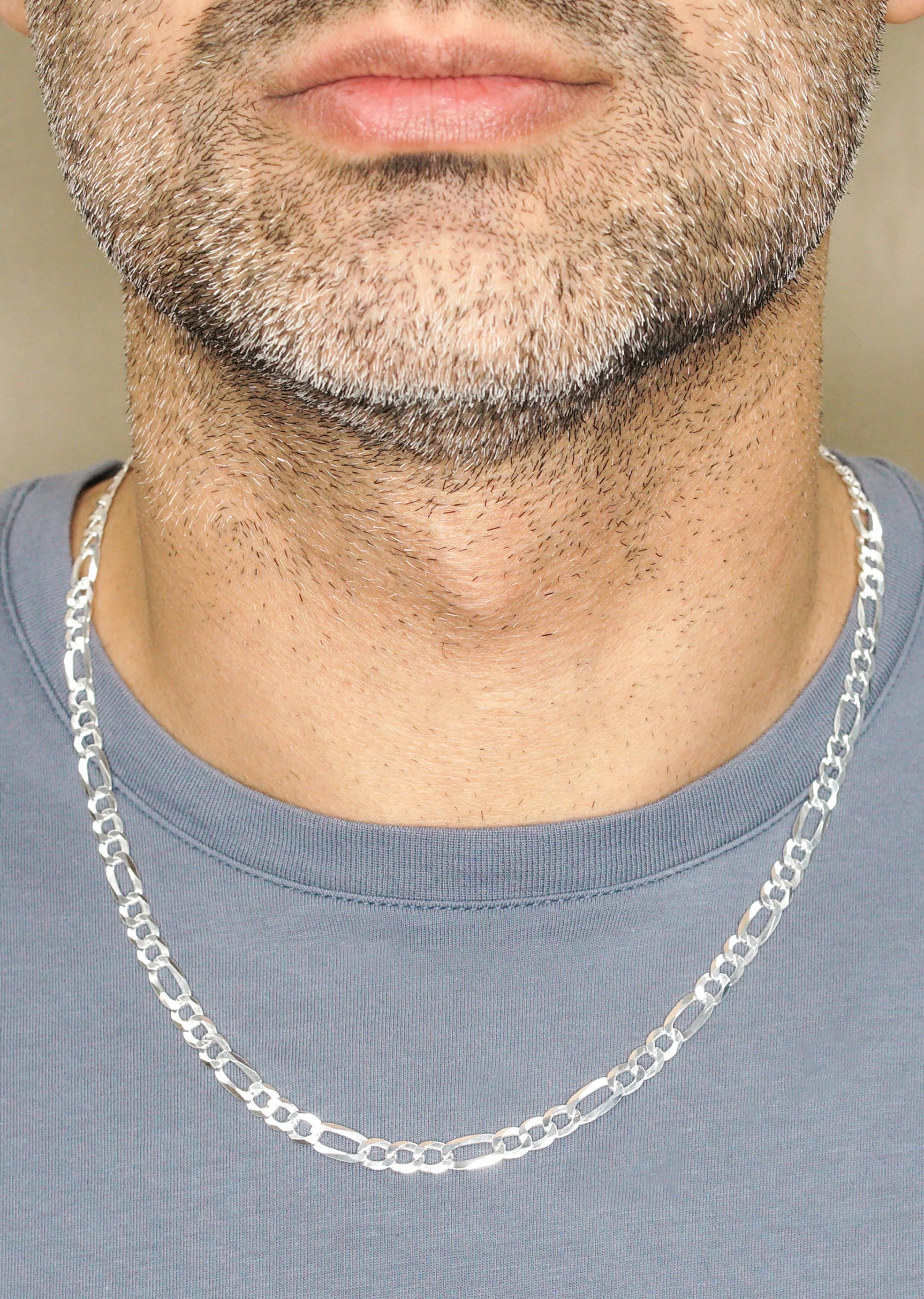 Silver Chain - Mens White Chain / Figaro Chain / 5 MM - Image 3