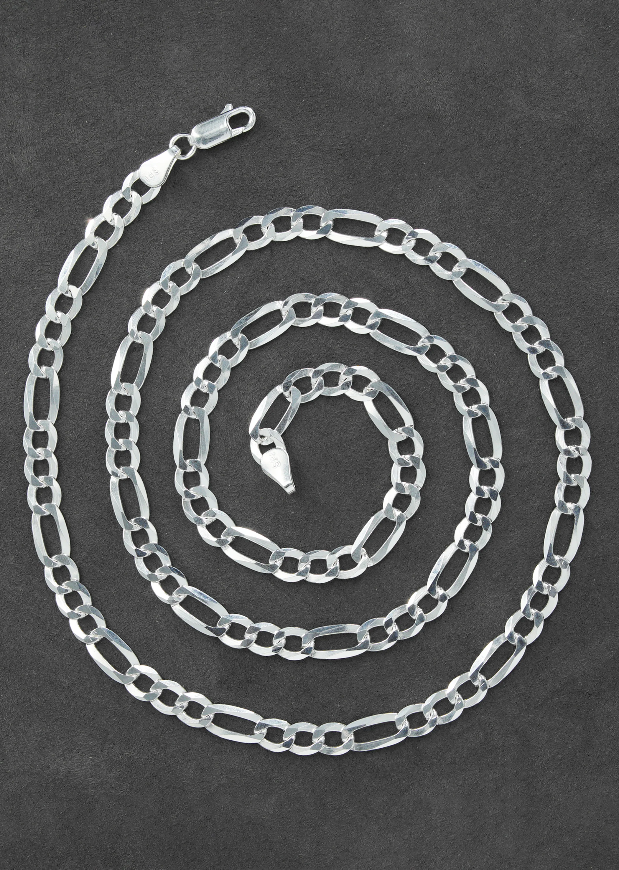 Silver Chain - Mens White Chain / Figaro Chain / 5 MM - Image 5