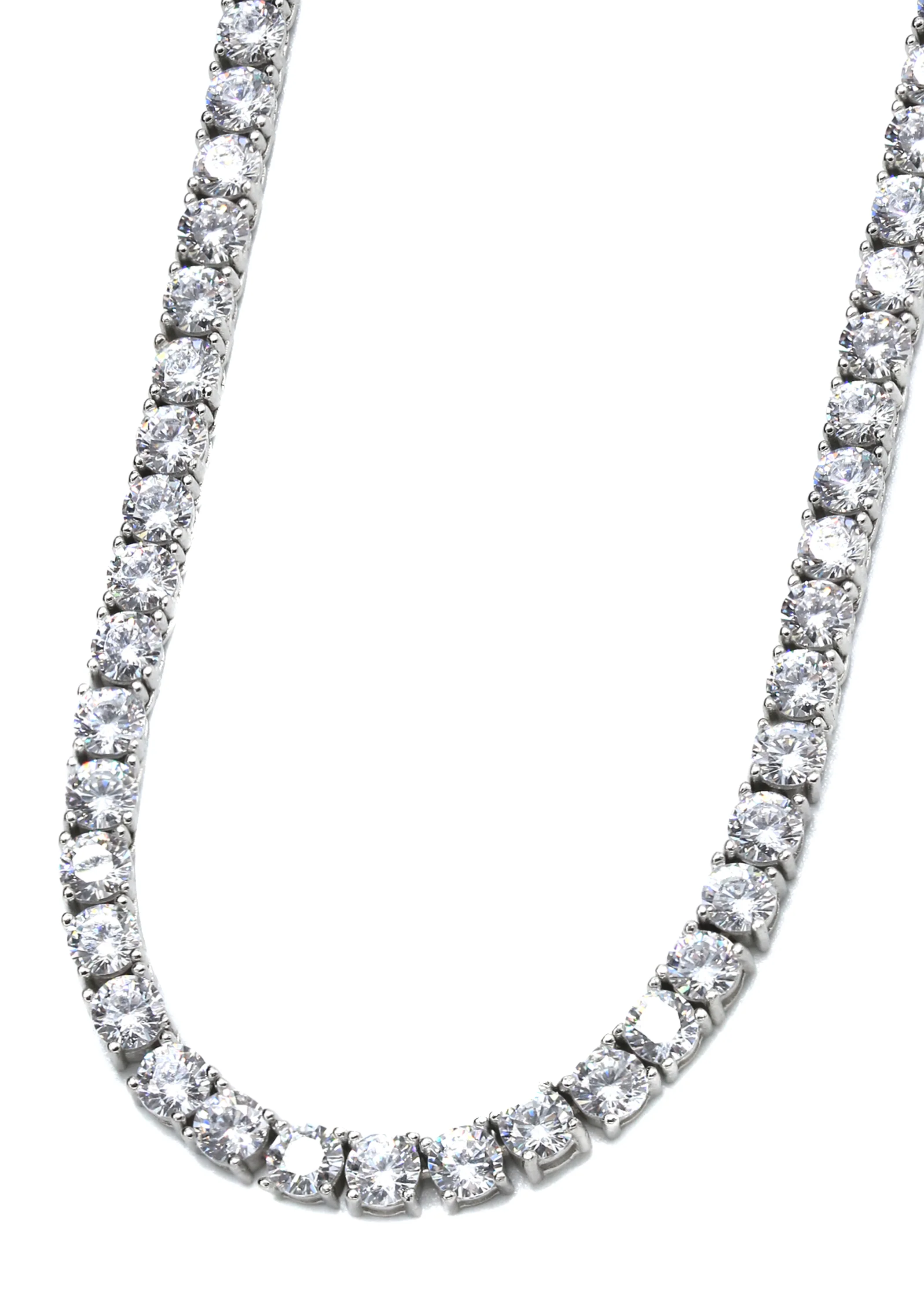 Silver Chain - Mens White Tennis Chain / Necklace