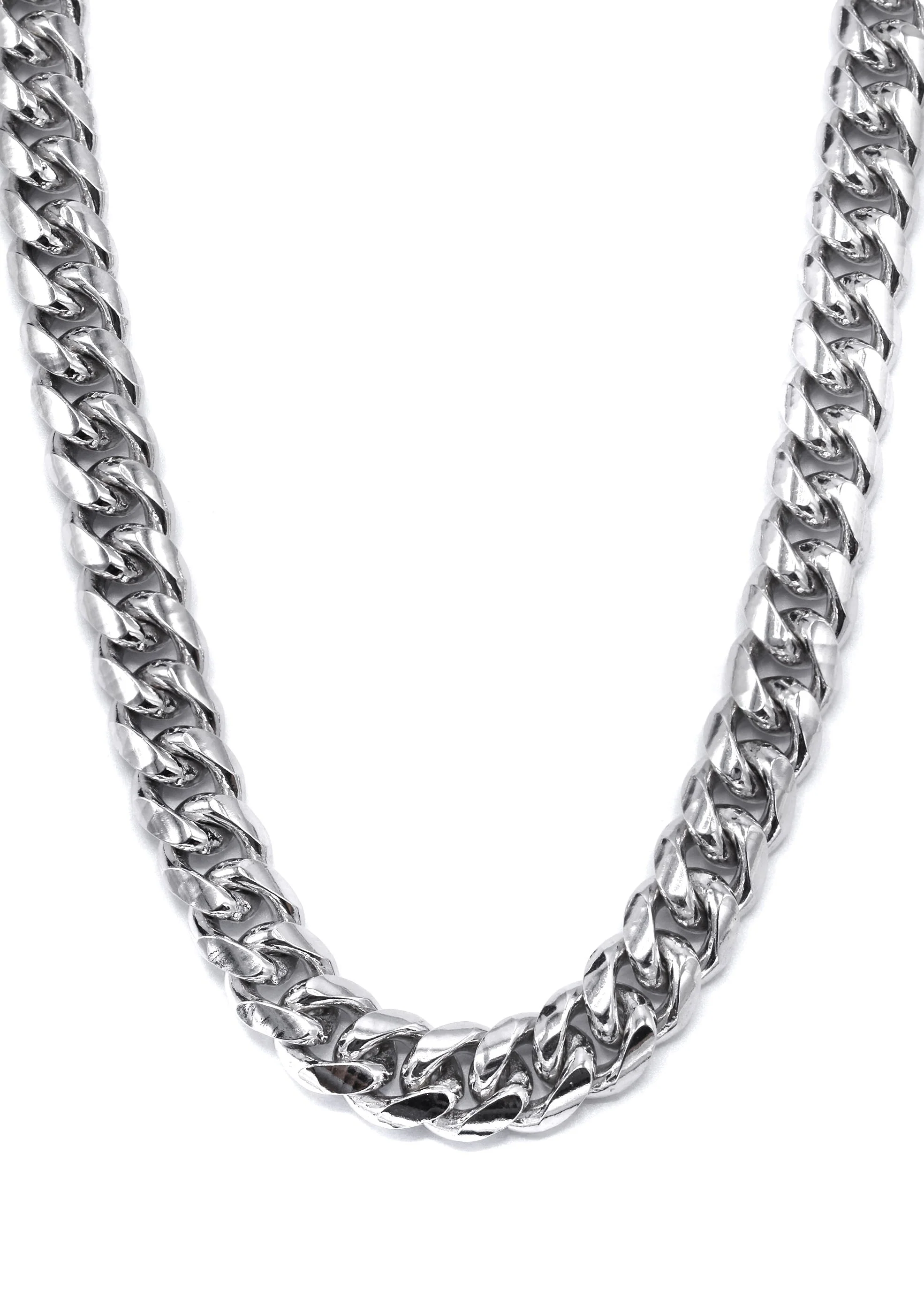 Silver Chain - Mens White Chain / Miami Cuban Link - Image 2