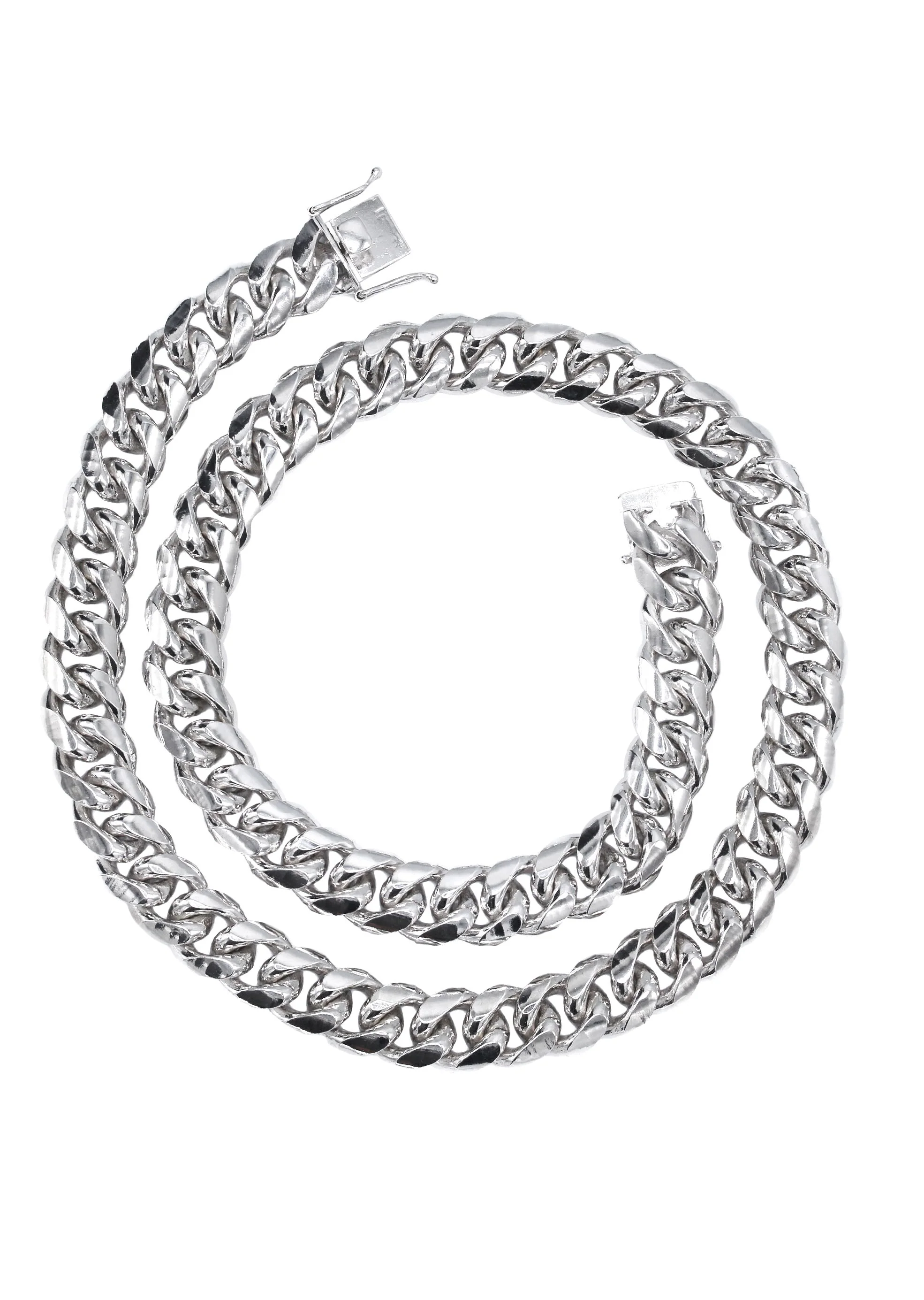Silver Chain - Mens White Chain / Miami Cuban Link - Image 3