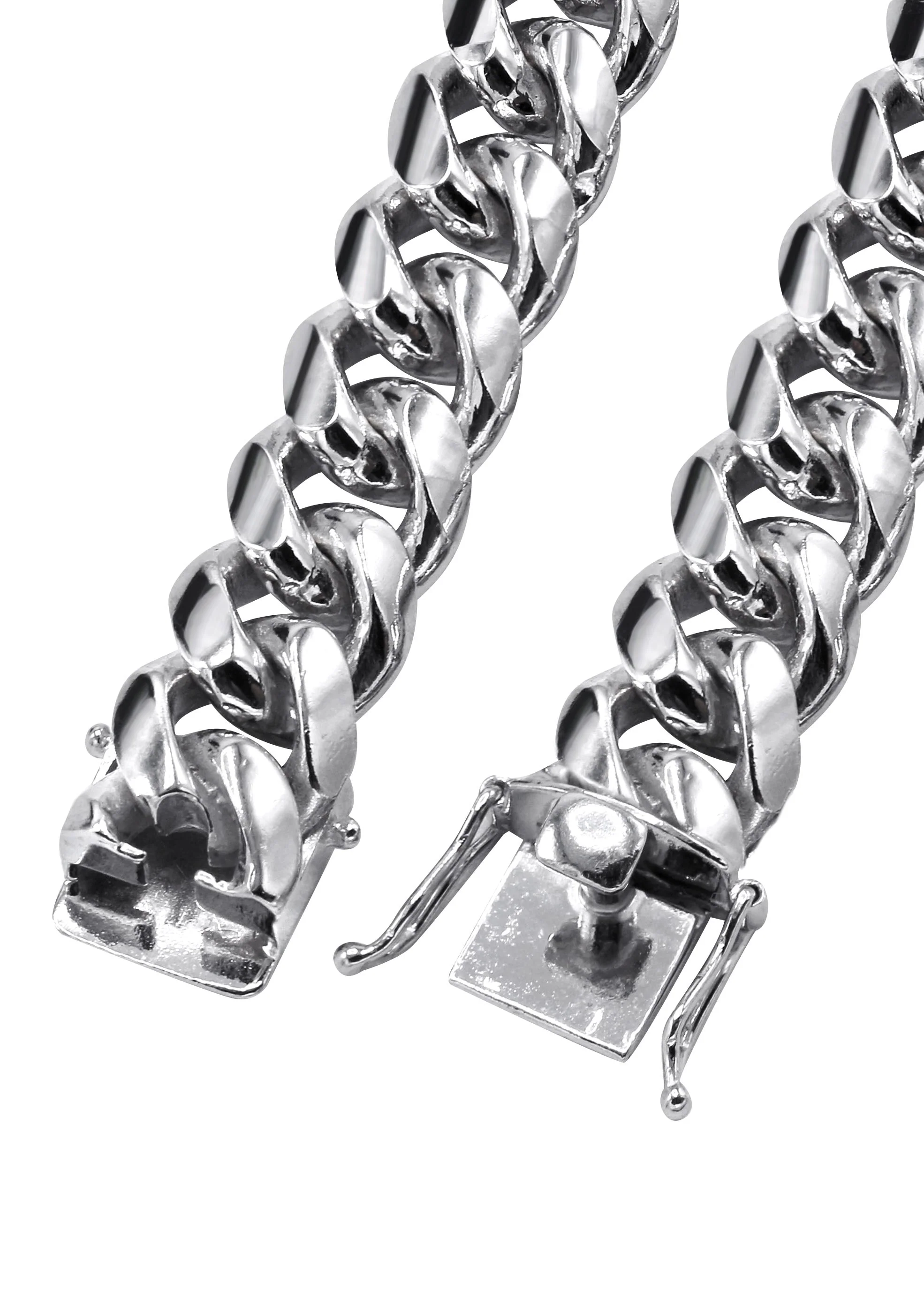Silver Chain - Mens White Chain / Miami Cuban Link - Image 4