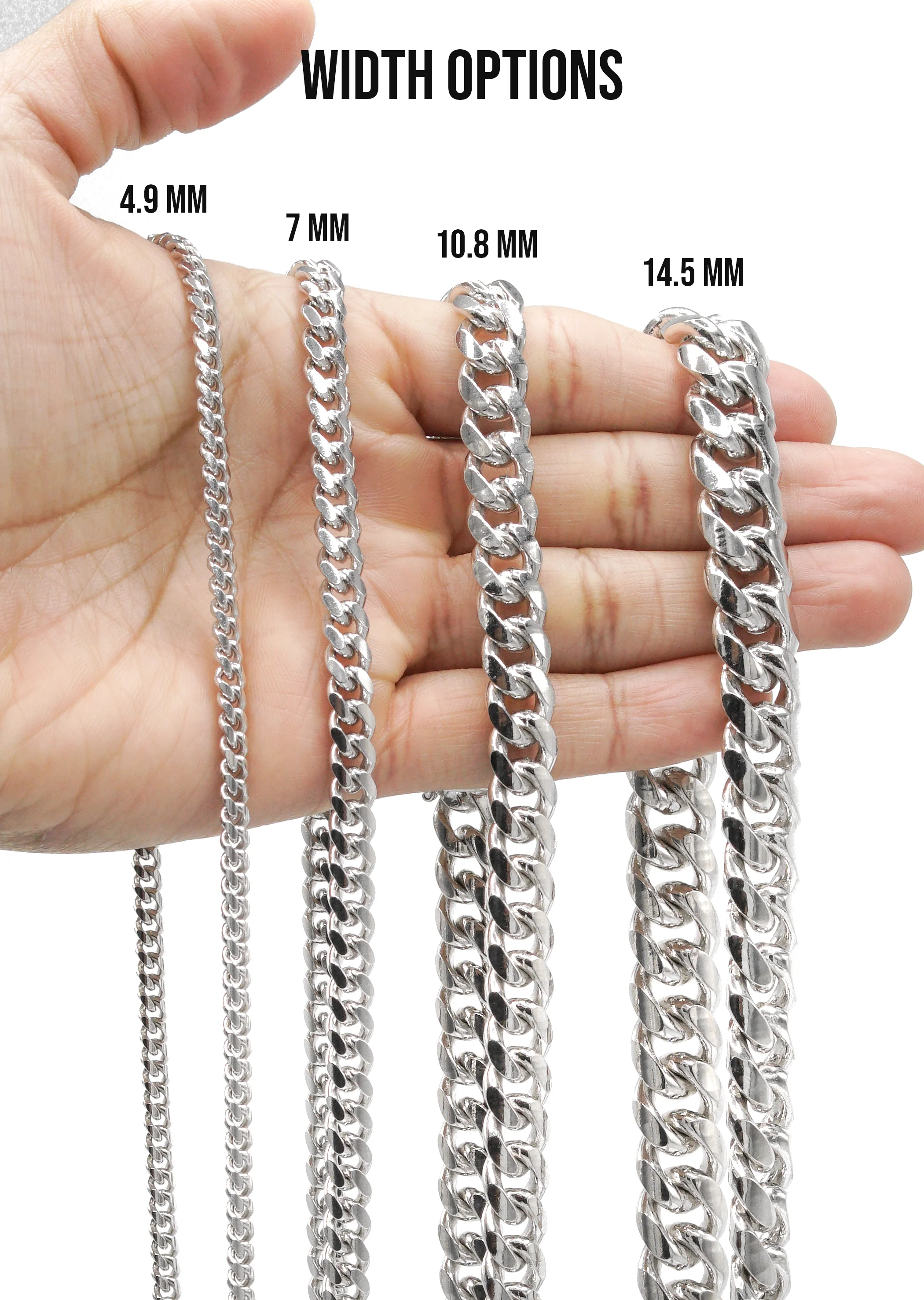 Silver Chain - Mens White Chain / Miami Cuban Link - Image 7