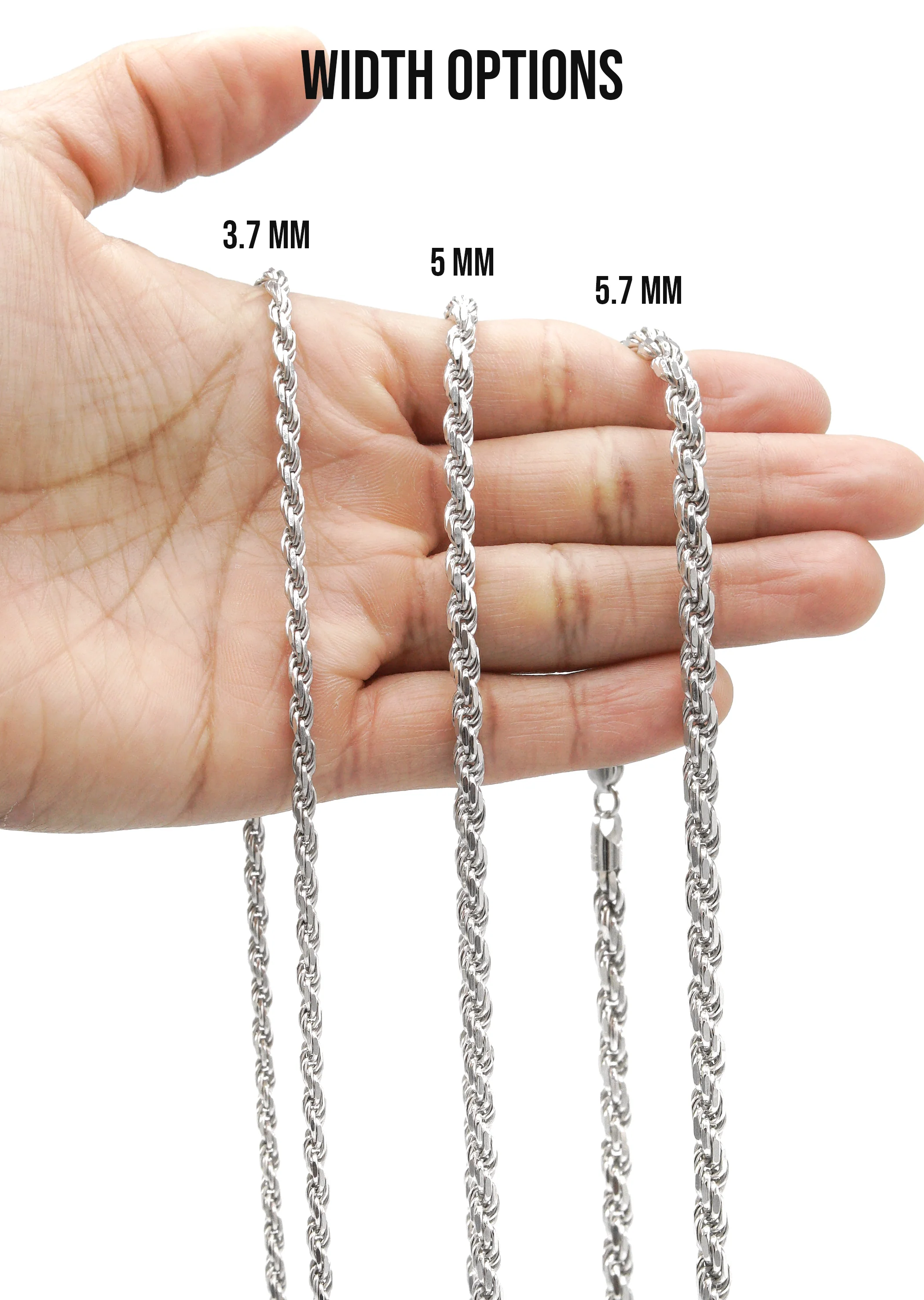 Silver Chain - Mens White Chain / Rope Chain - Image 7