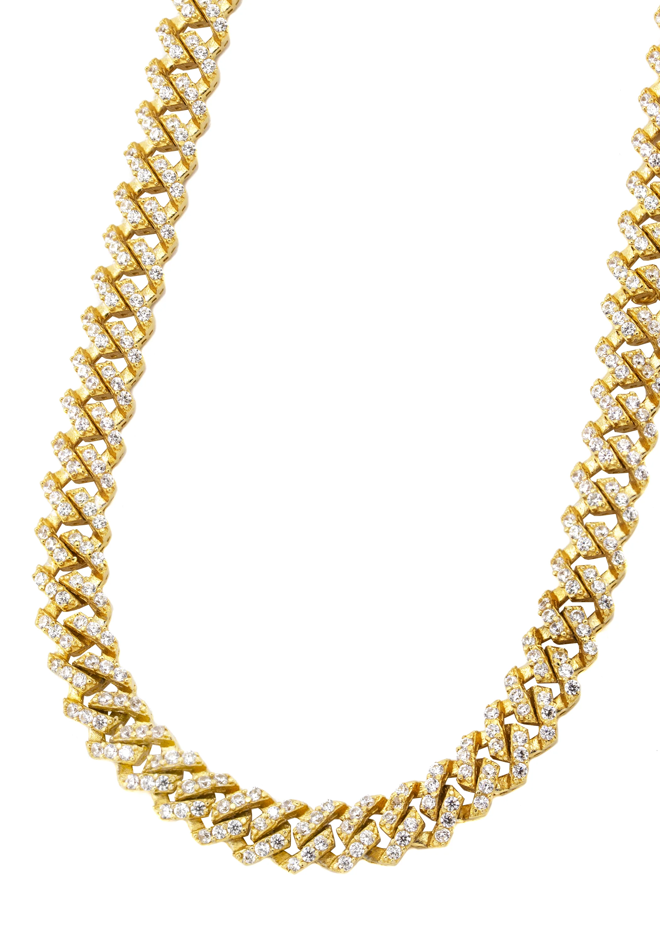 Silver Chain -  Single Row Iced Out Miami Cuban Chain