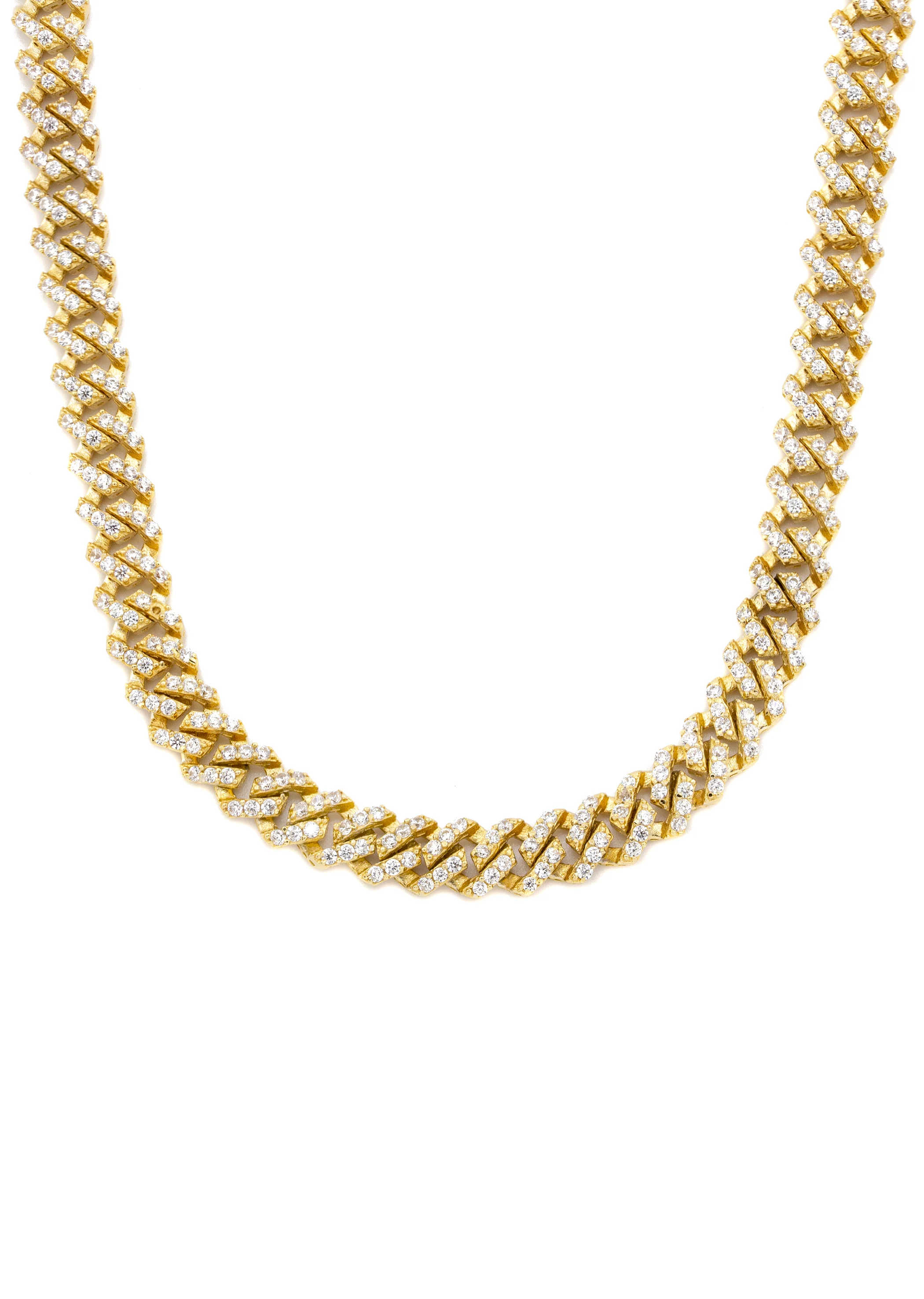 Silver Chain -  Single Row Iced Out Miami Cuban Chain - Image 2