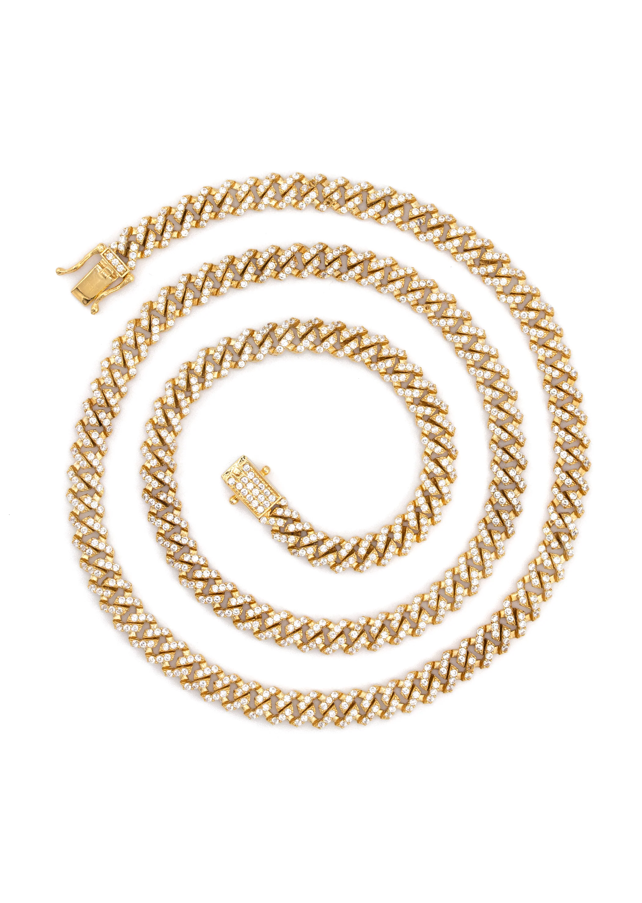 Silver Chain -  Single Row Iced Out Miami Cuban Chain - Image 4