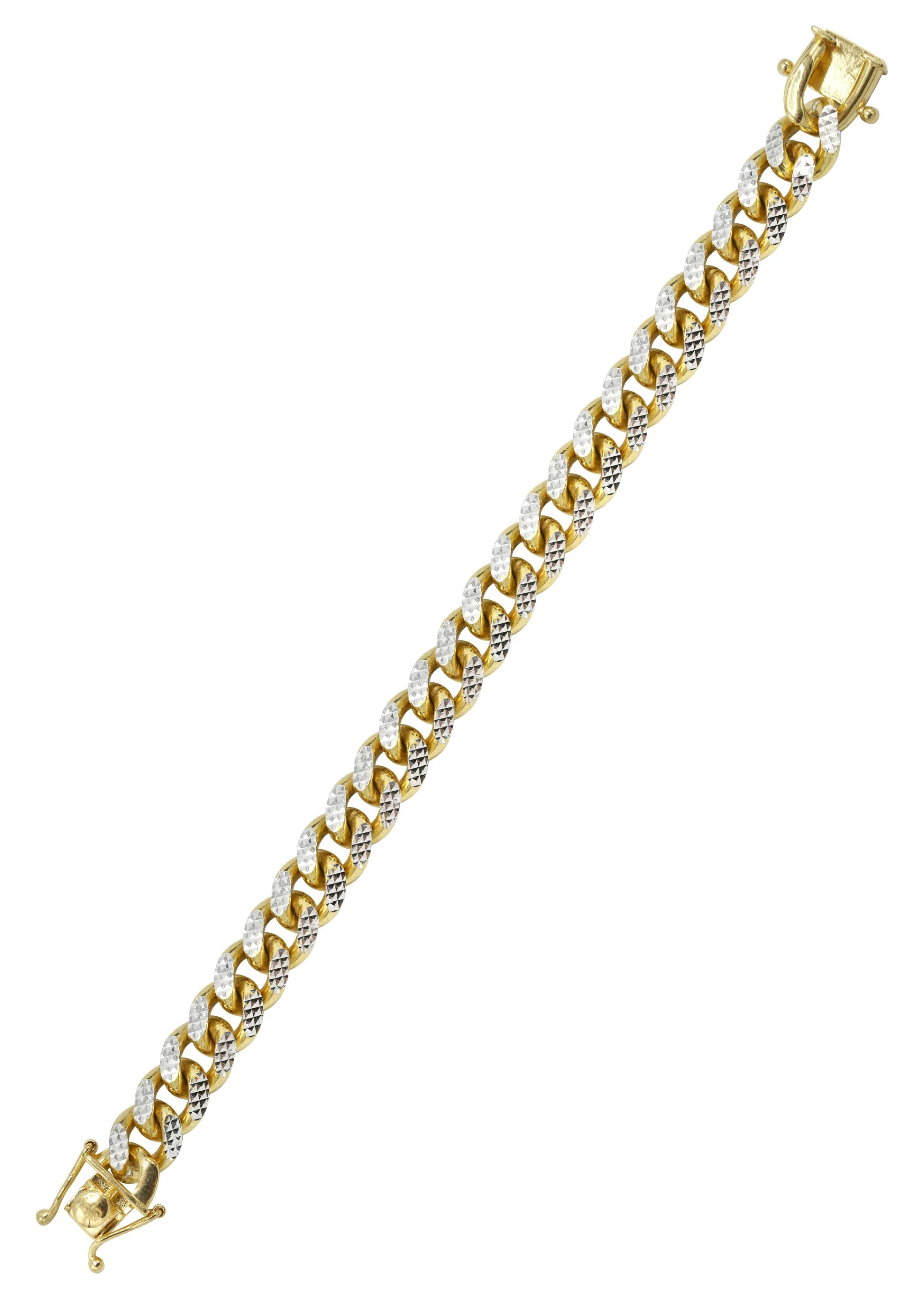 Silver Gold Diamond Cut Miami Cuban Link Bracelet - Image 3