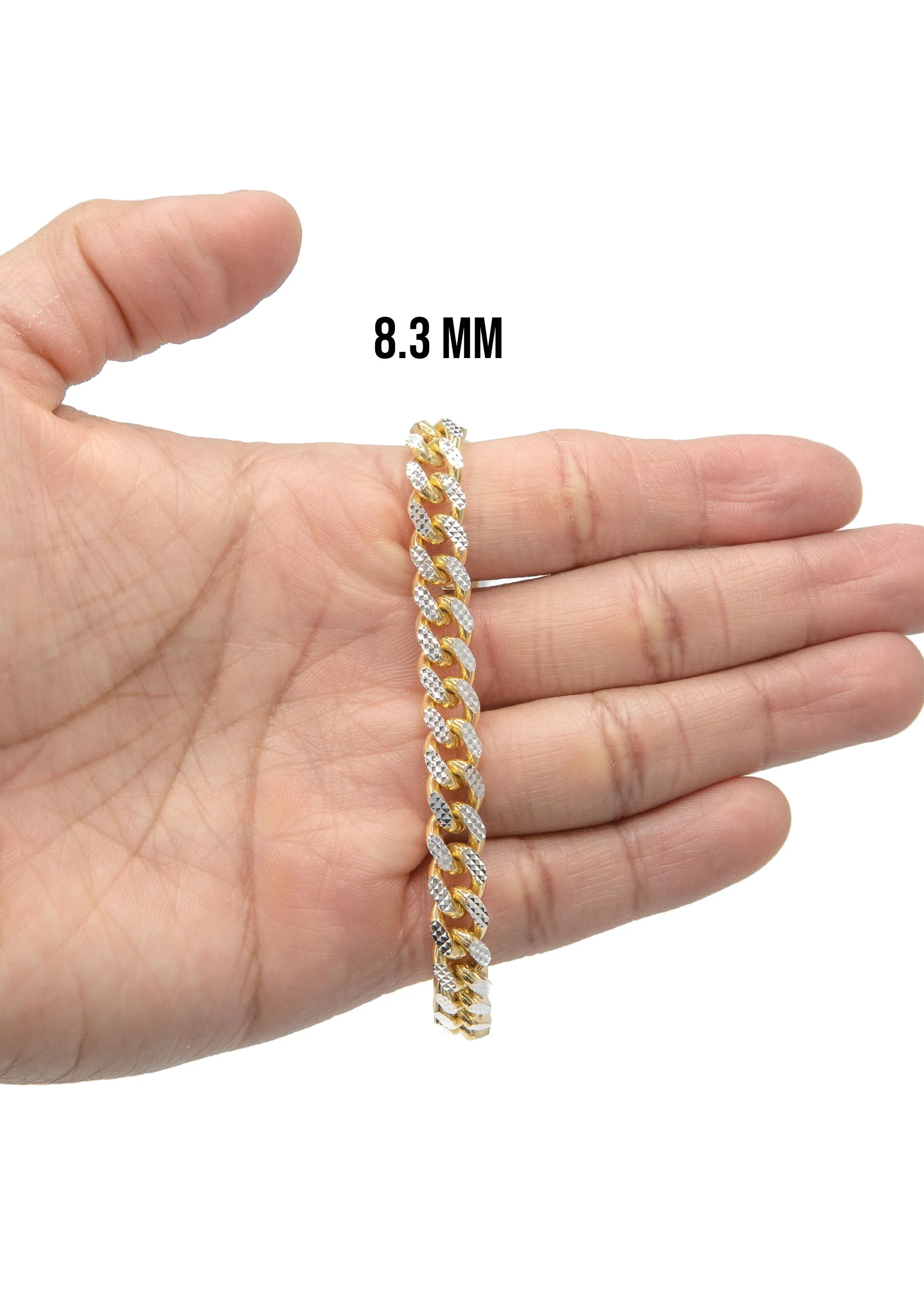 Silver Gold Diamond Cut Miami Cuban Link Bracelet - Image 4