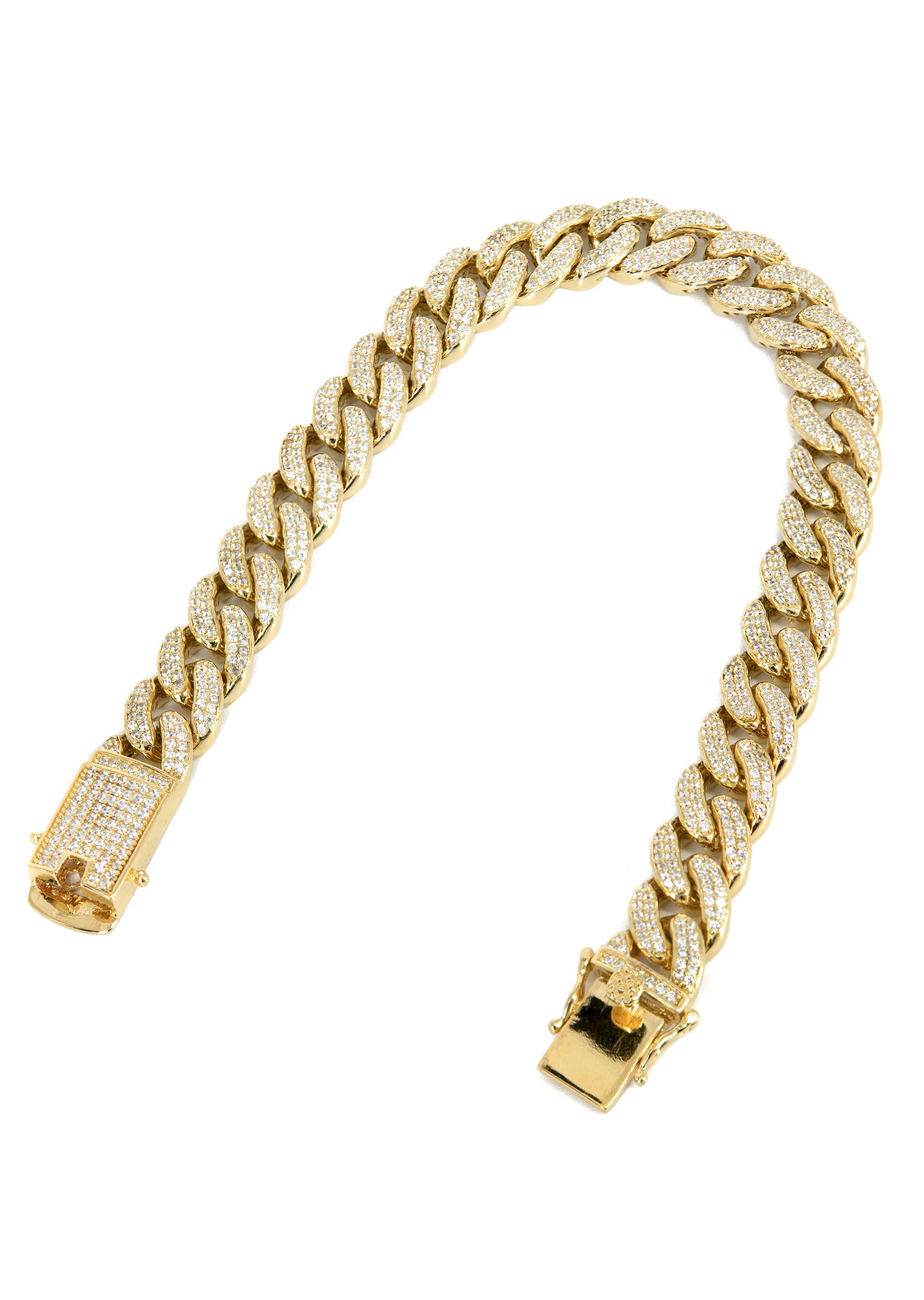 Silver Gold Ice Miami Cuban Link Bracelet - Image 2