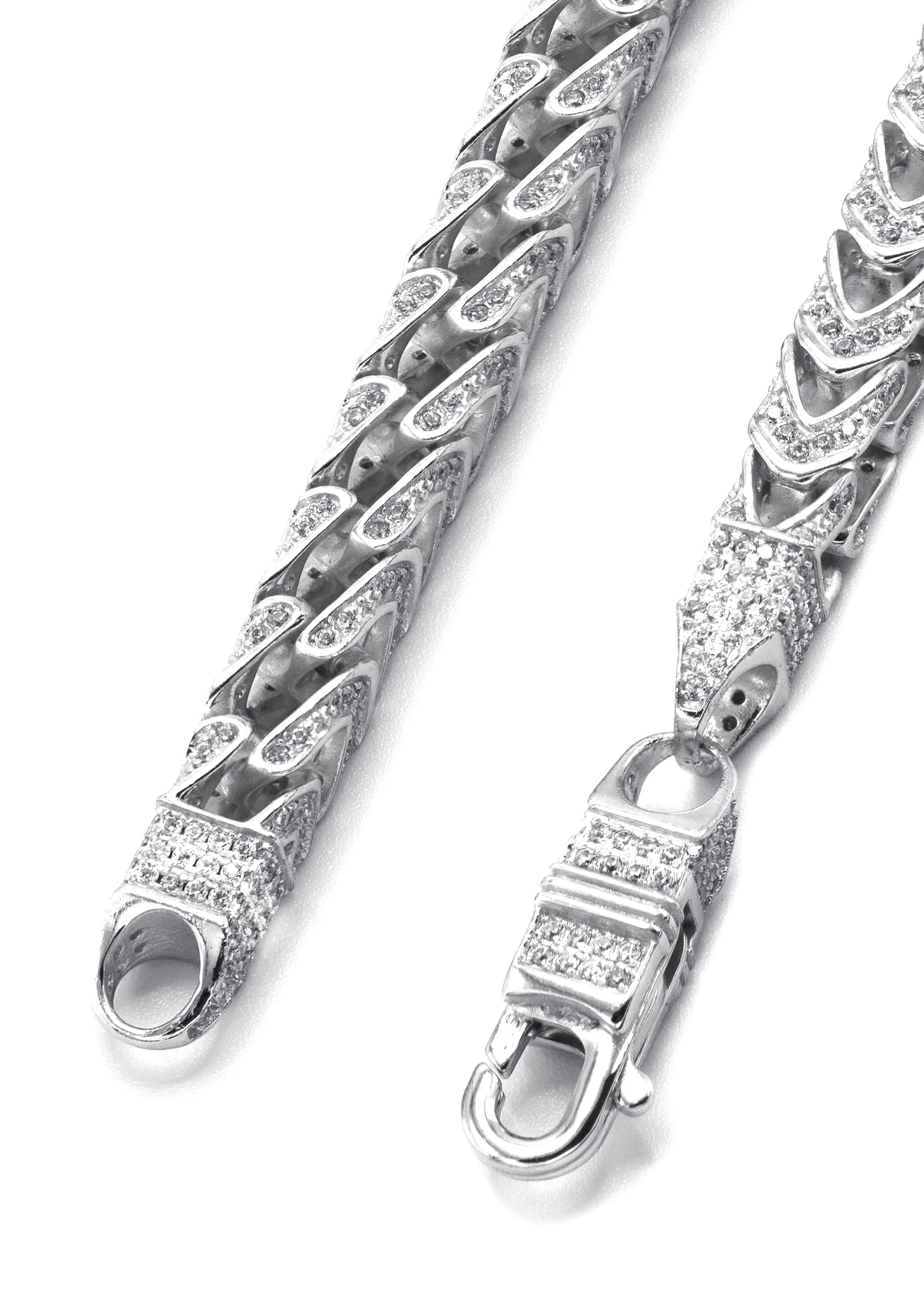 Silver Chain -  Silver Iced Out Franco Chain - Image 4